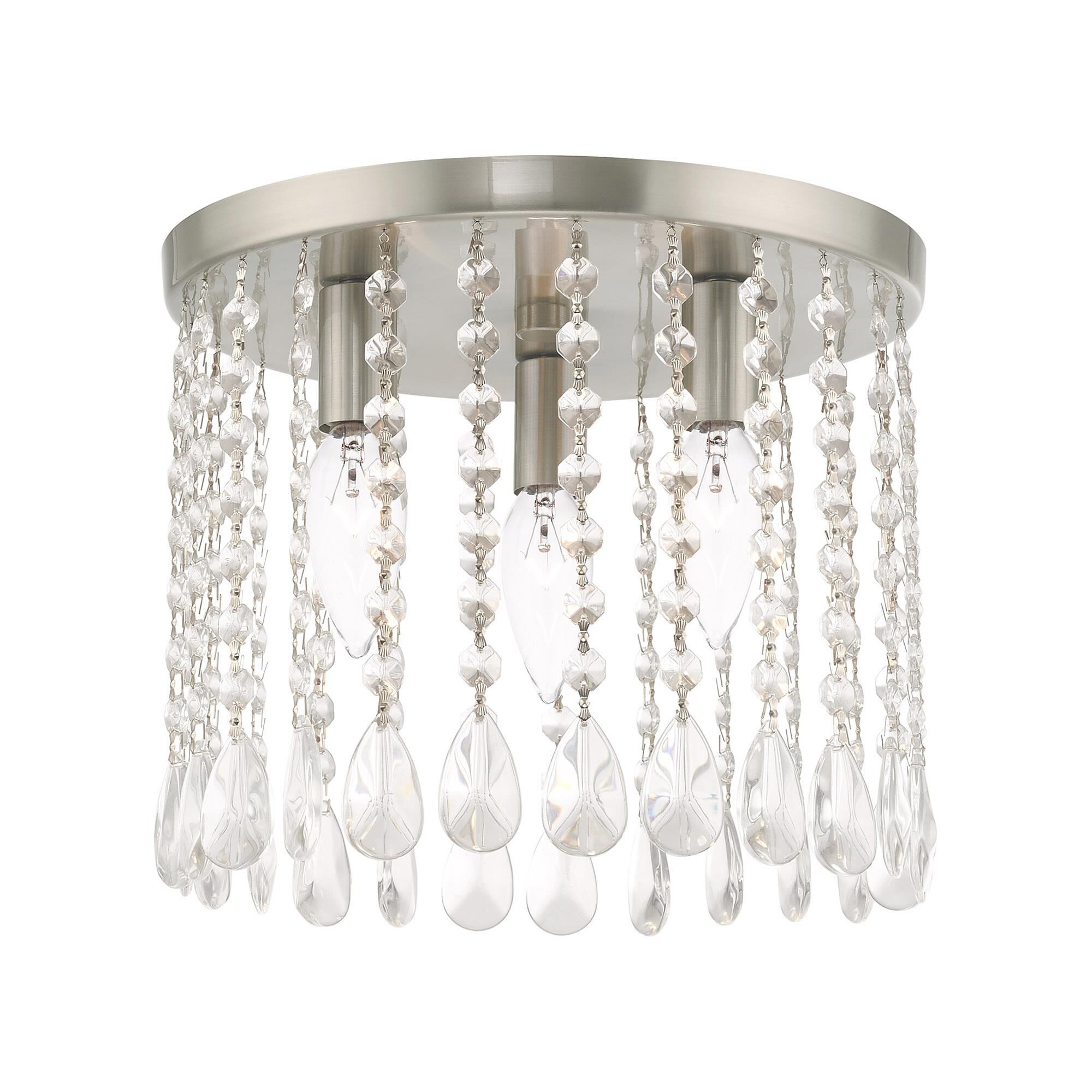 Shown in Brushed Nickel finish and Clear Crystals glass