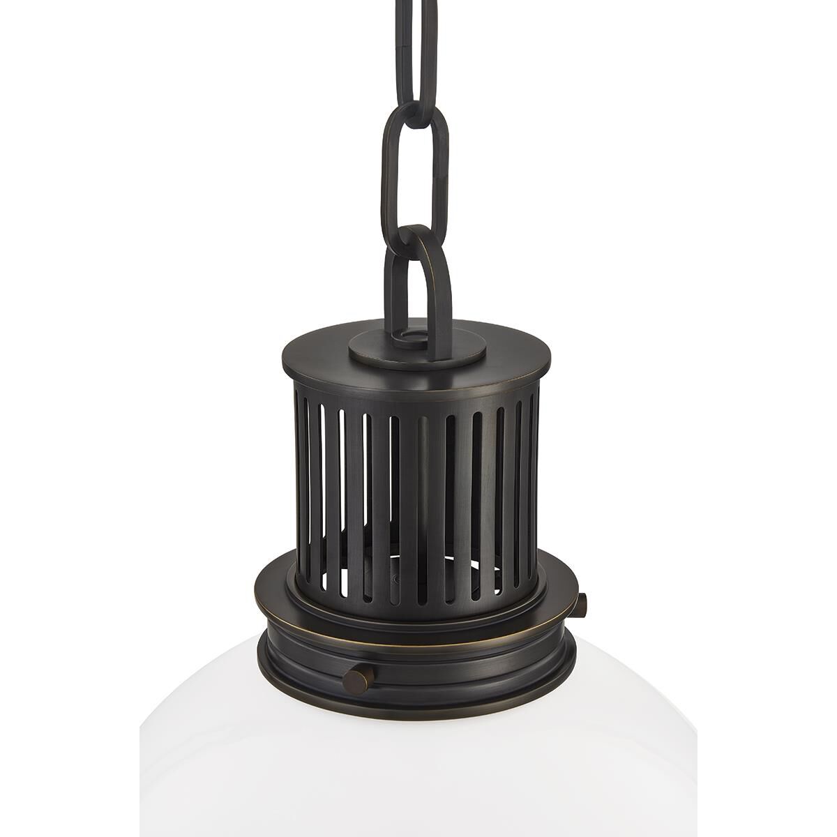 Shown in Distressed Bronze finish and Opal Glossy glass