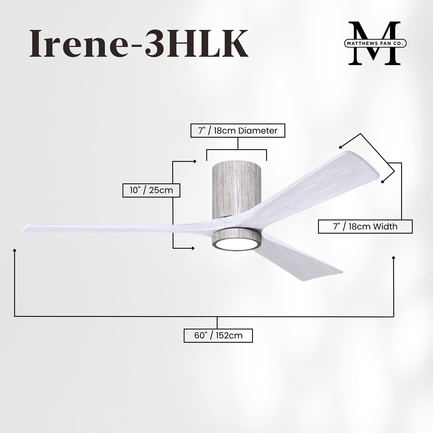 Irene 60 Inch Flush Mount Fan with Light Kit by Matthews Fan Company