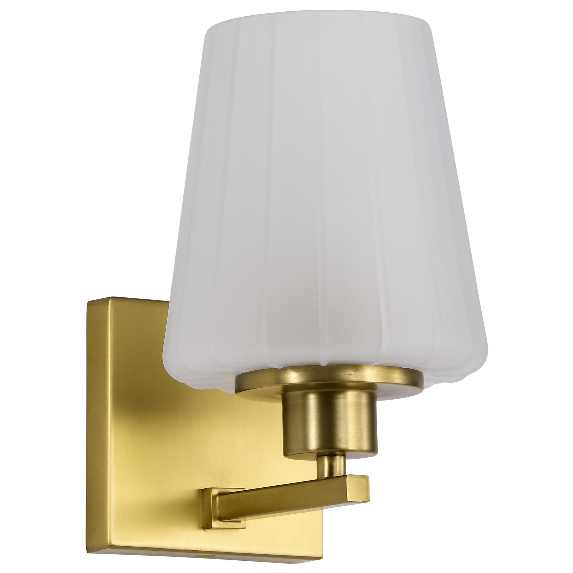 Shown in Vintage Brass finish and Etched White glass