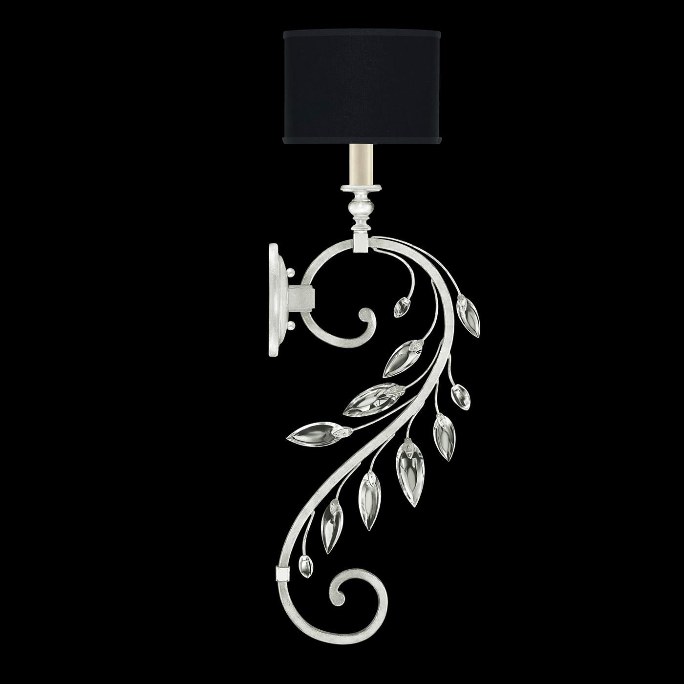 Shown in Silver Leaf finish and True crystal and False glass and 8 X 5 3/4 shade