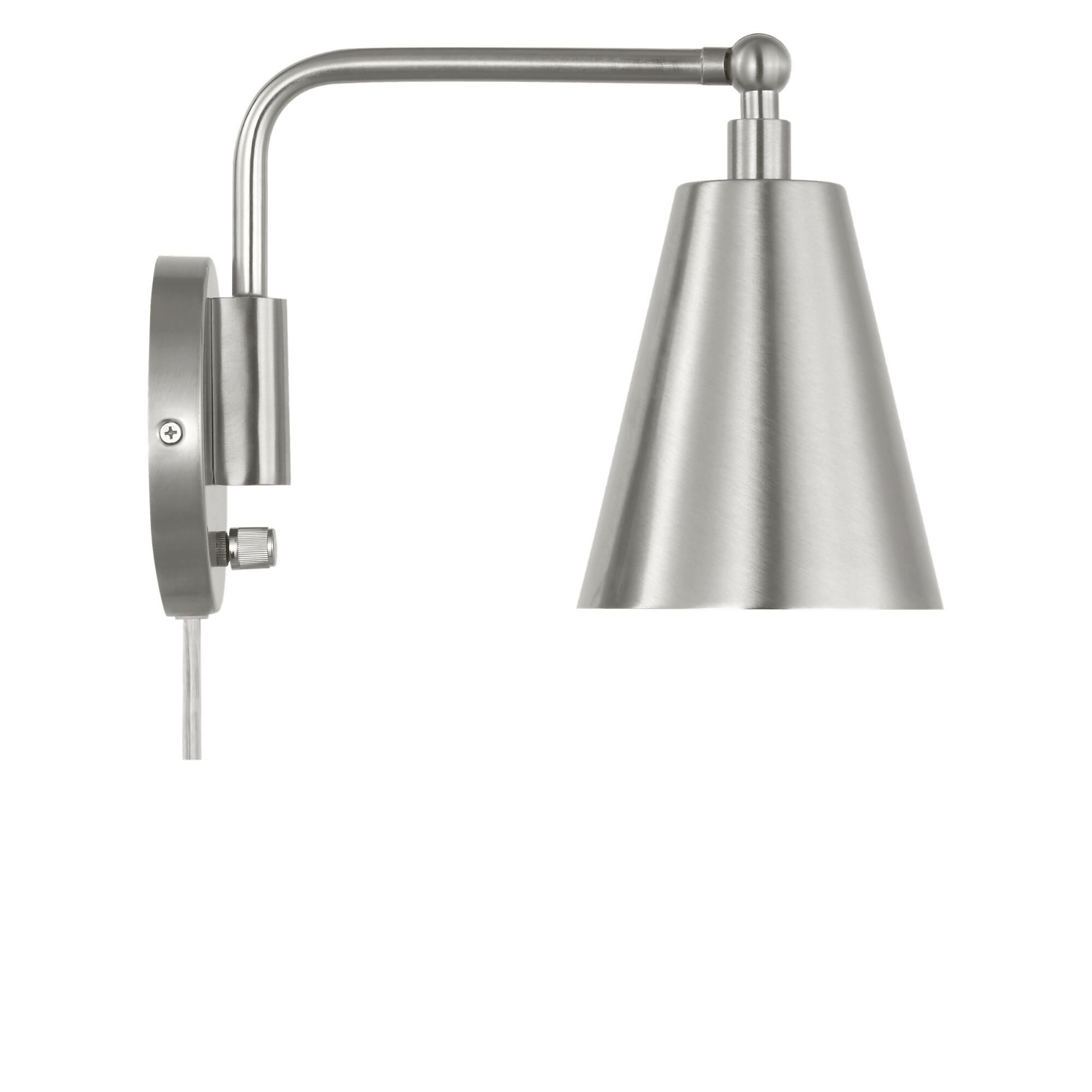 Shown in Burnished Brass finish and Steel shade