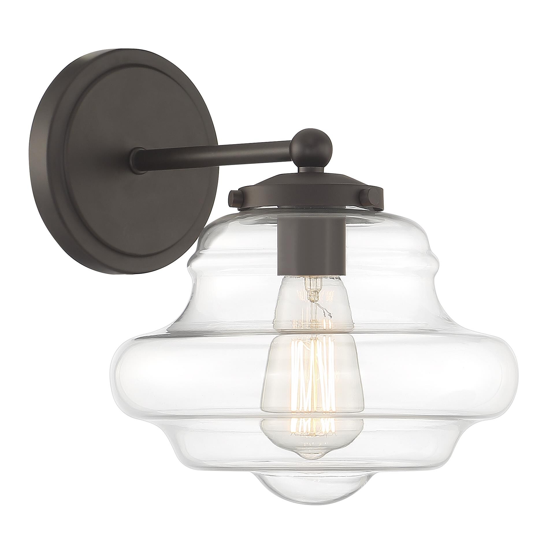 Shown in Oil Rubbed Bronze finish and Clear glass and Glass shade