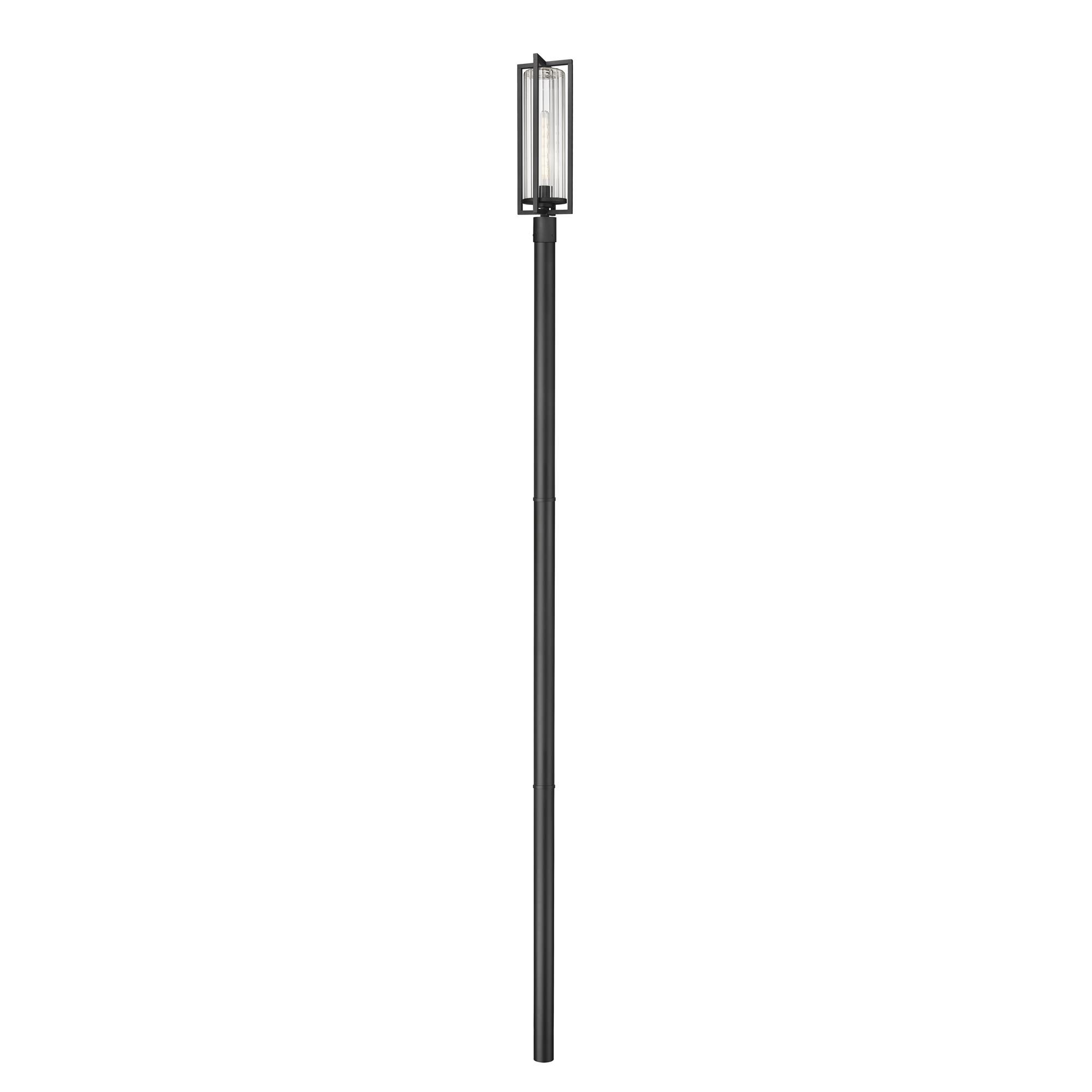 Shown in Black finish and Clear Ribbed glass and Clear Ribbed shade