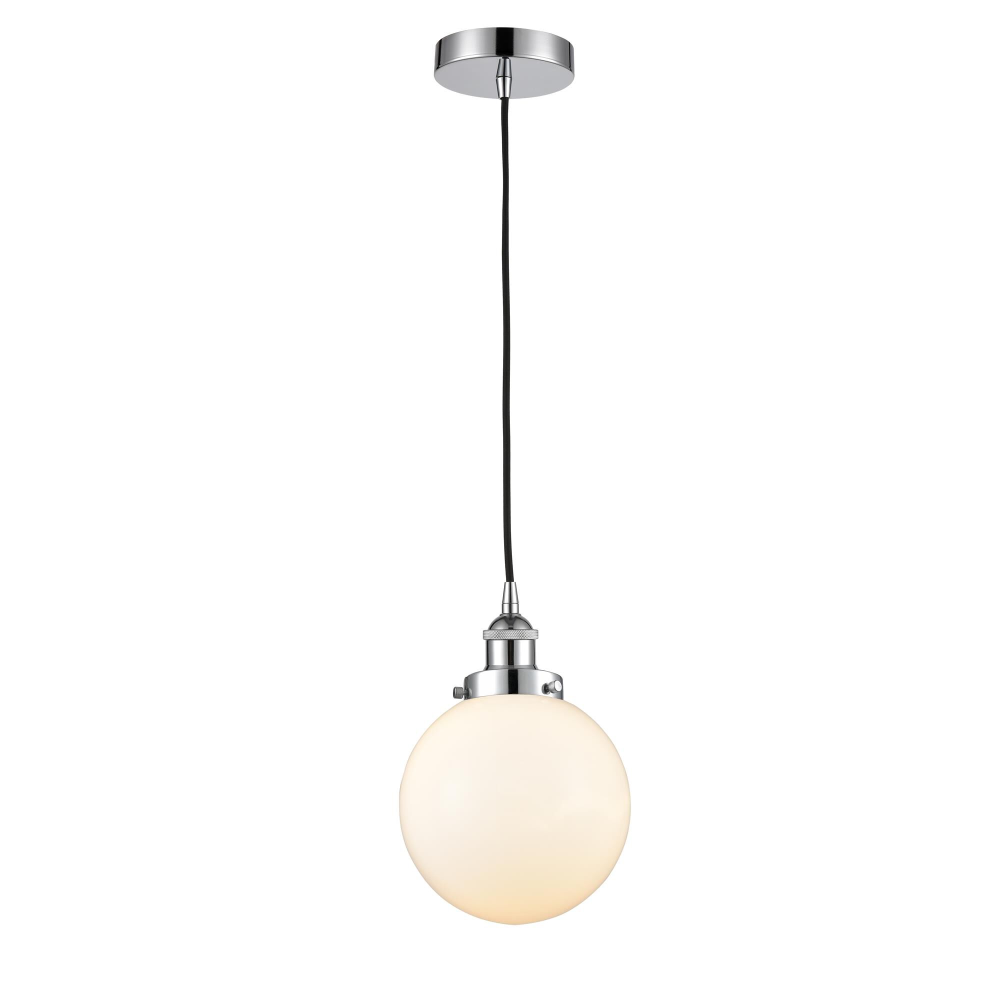 Shown in Polished Chrome finish and Matte White Cased Beacon glass