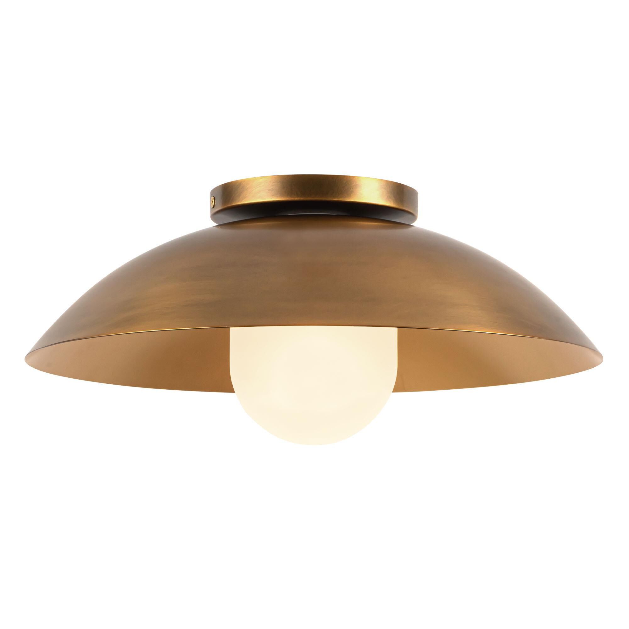 Shown in Vintage Brass finish and Matte Opal glass