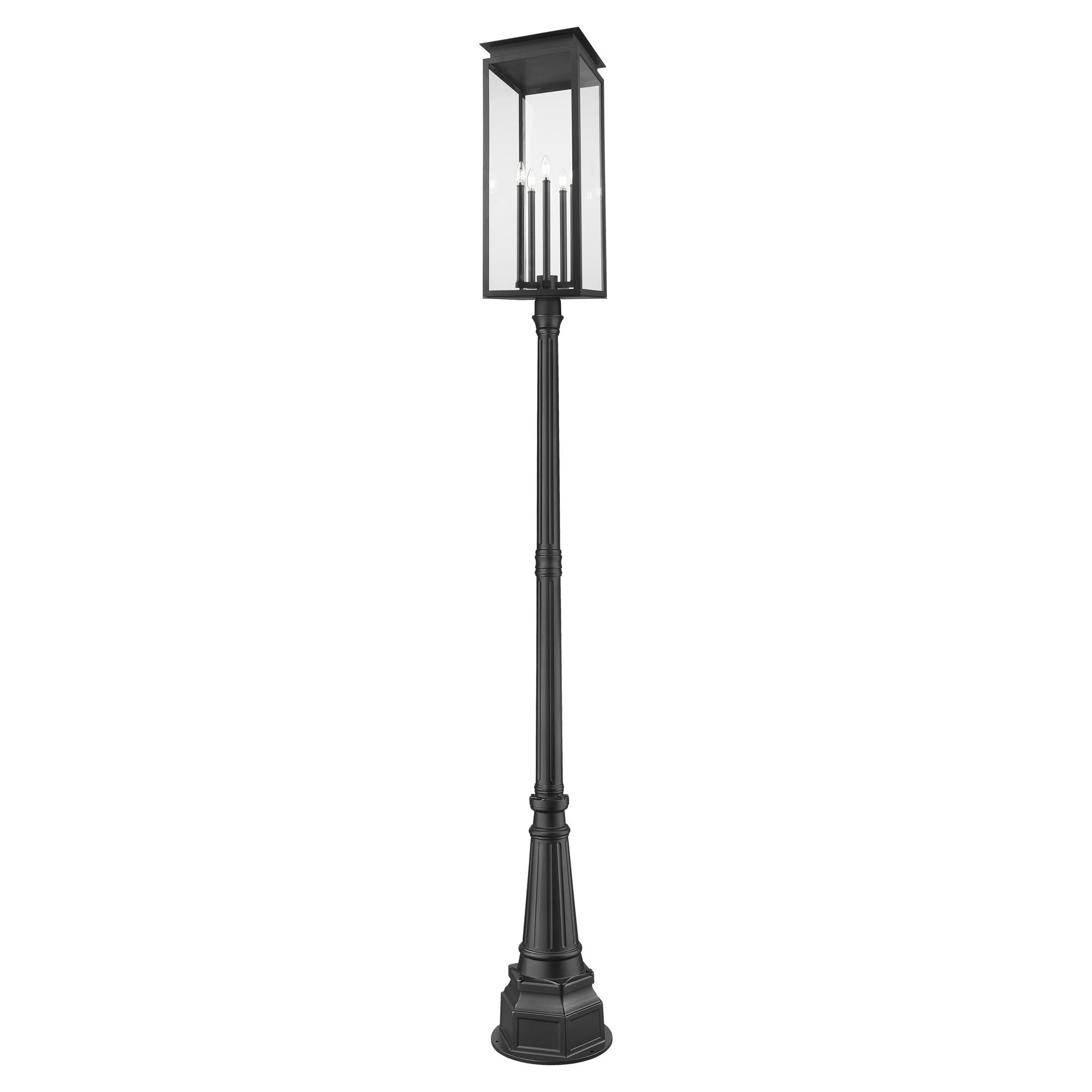 Shown in Black finish and Clear glass and Clear shade