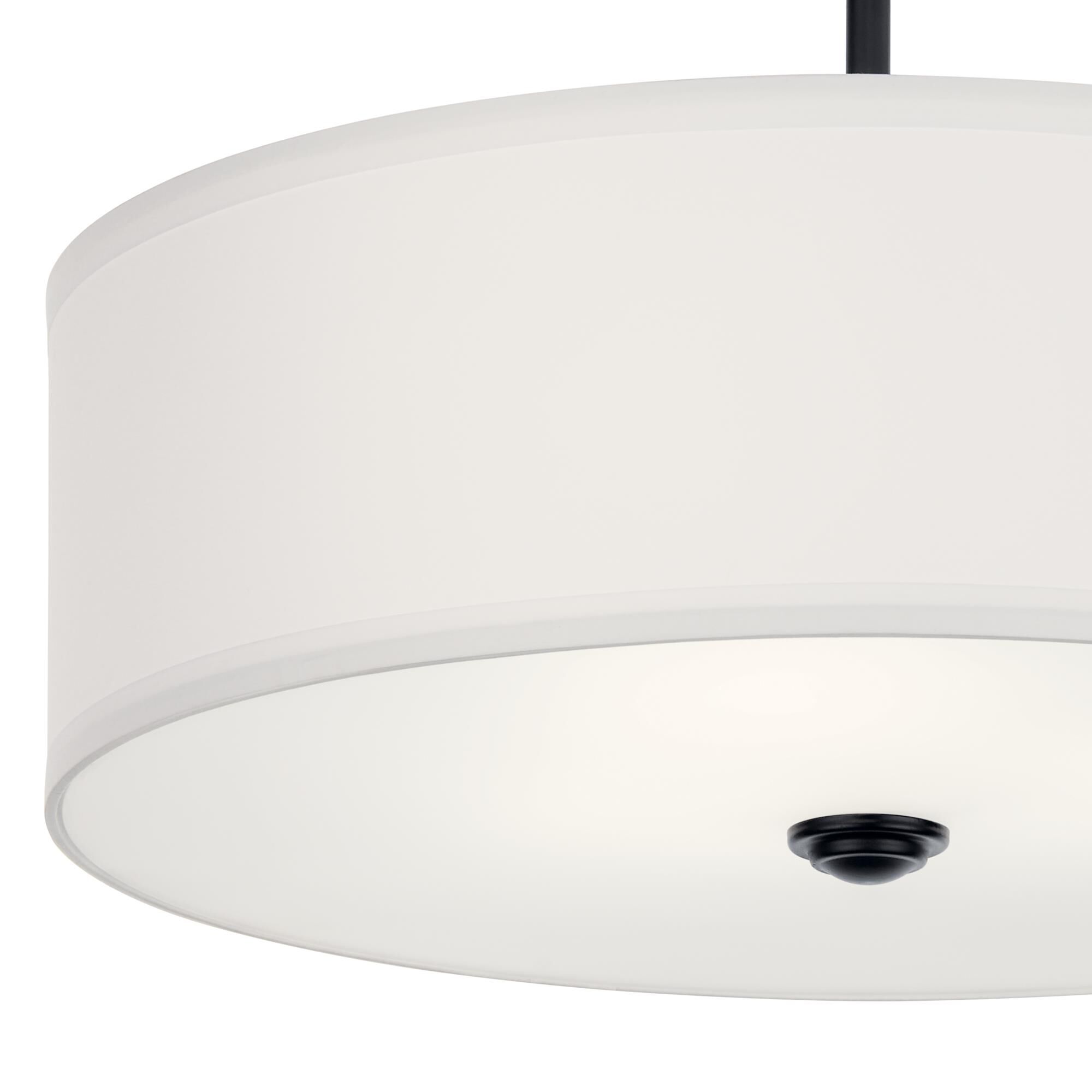 Shown in Black finish and Satin Etched Diffuser glass and White Microfiber shade