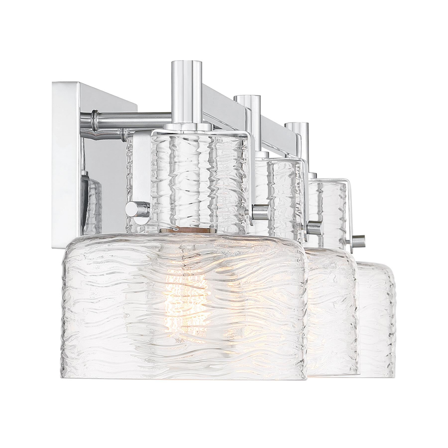 Shown in Chrome finish and Clear Crinkle glass