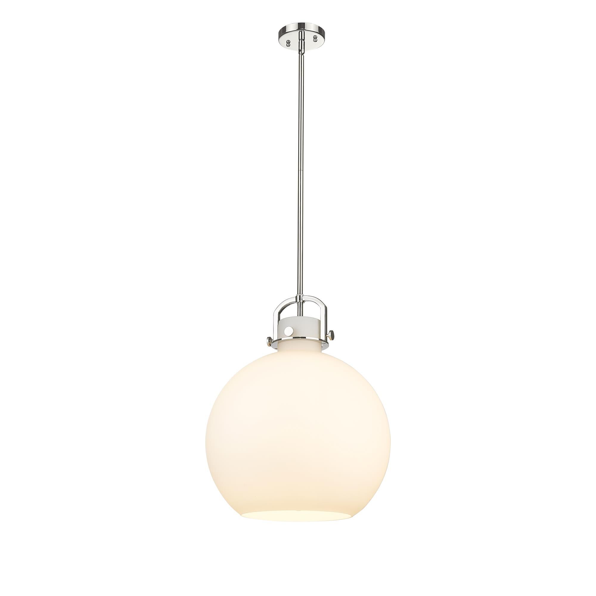 Shown in Polished Nickel finish and Matte White glass