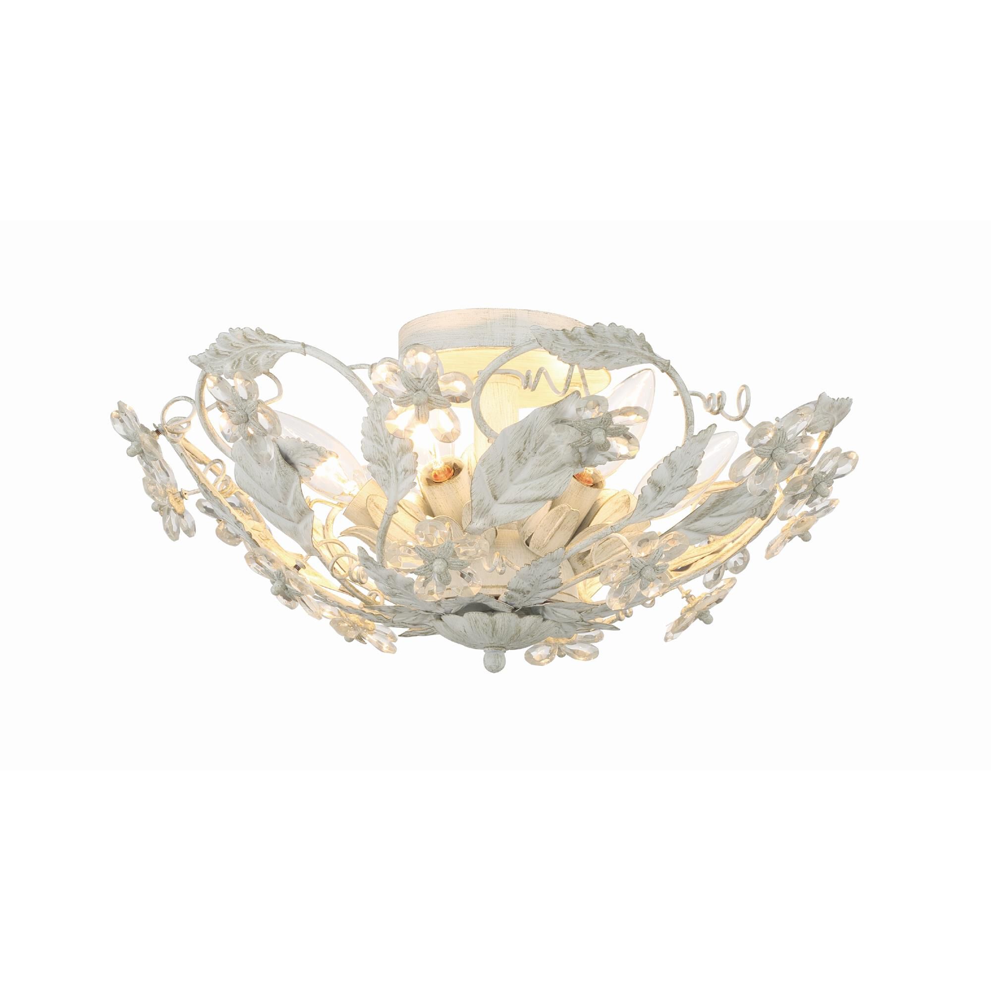 Shown in Antique White finish and Clear Hand Cut crystal