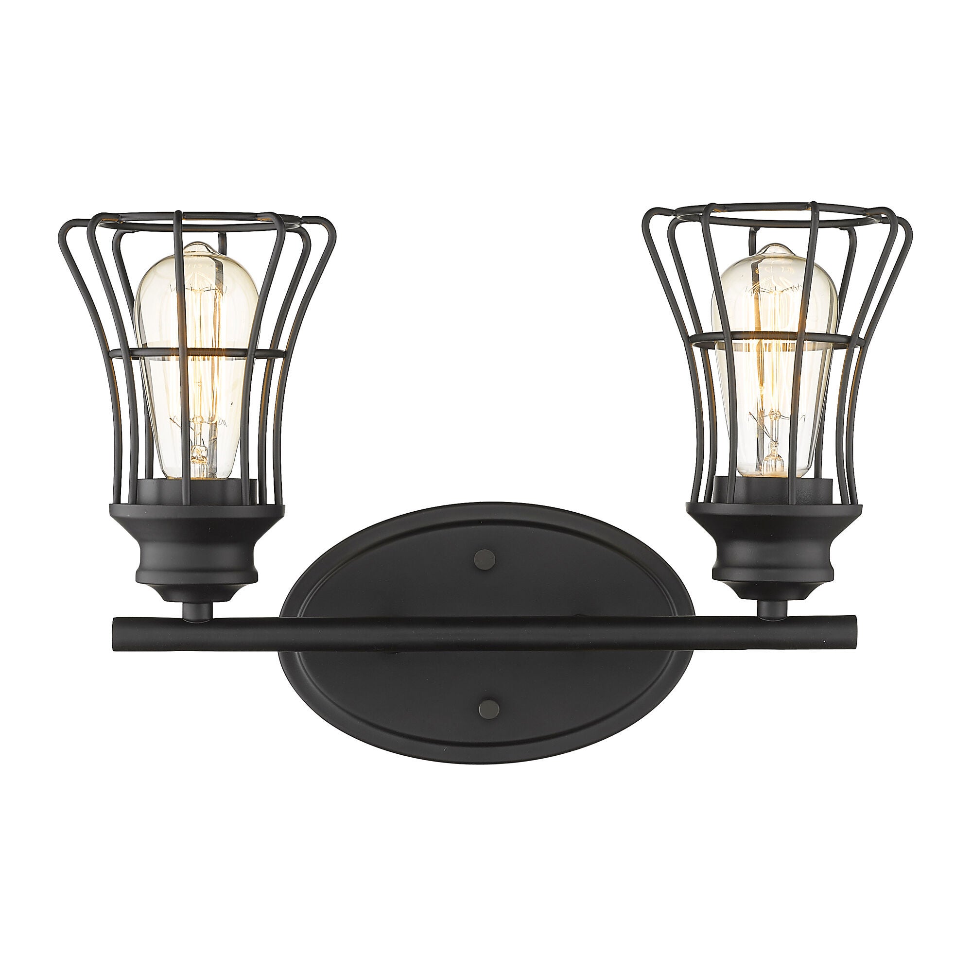 Shown in Matte Black finish and Matte Black glass and Matte Black, Geometric Metal Cage s shade