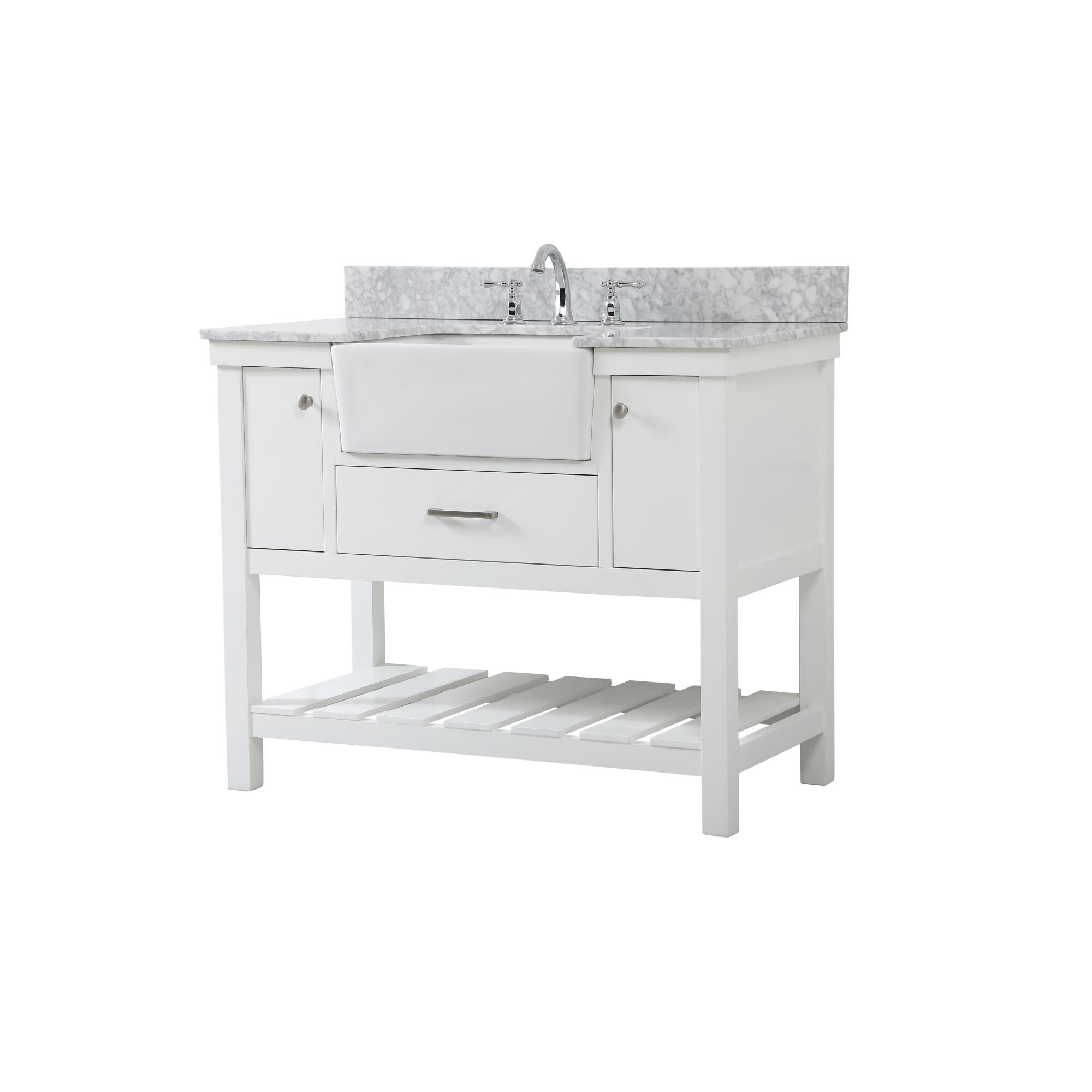 Shown in White finish and With Backsplash accent