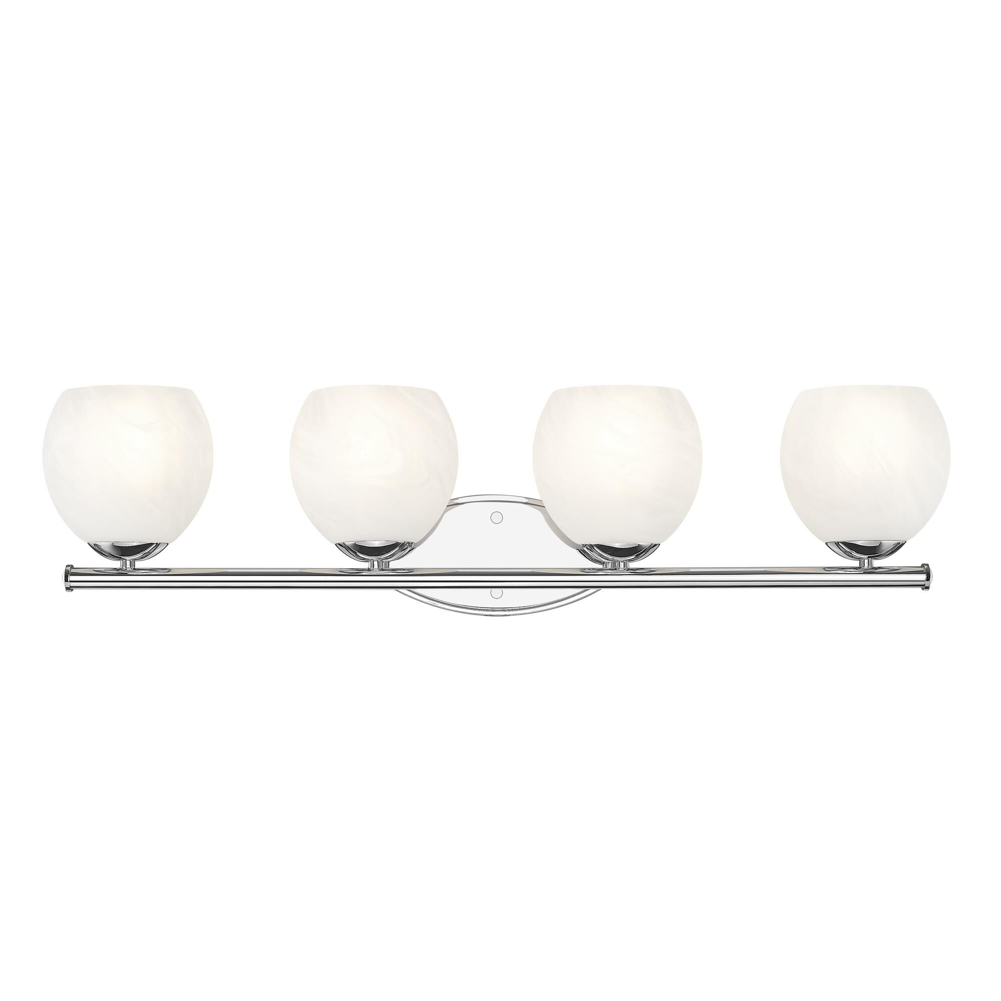 Shown in Chrome finish and Feathered White glass