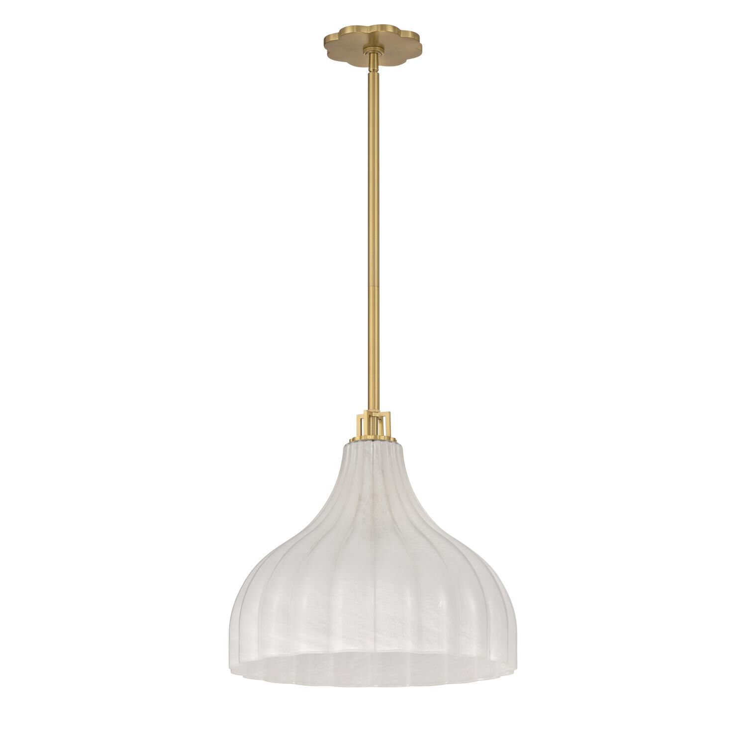 Shown in Luxe Gold finish and Strie glass and Strie Glass shade