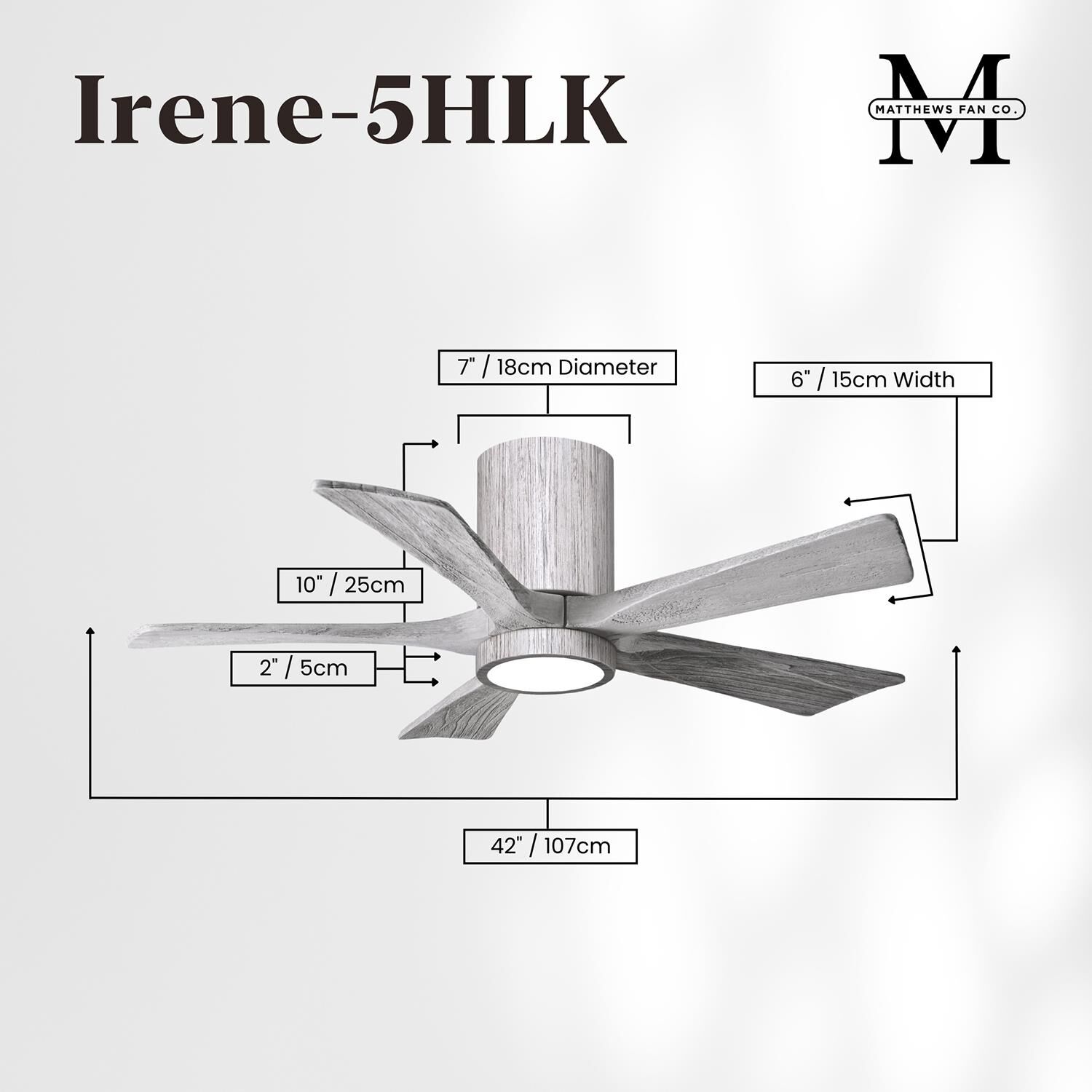 Irene 42 Inch Flush Mount Fan with Light Kit by Matthews Fan Company