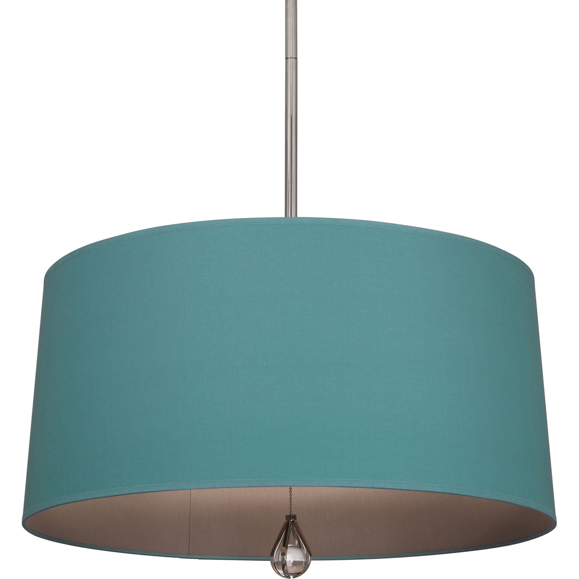Shown in Polished Nickel finish and Mayo Teal Fabric With Carter Gray Lining shade
