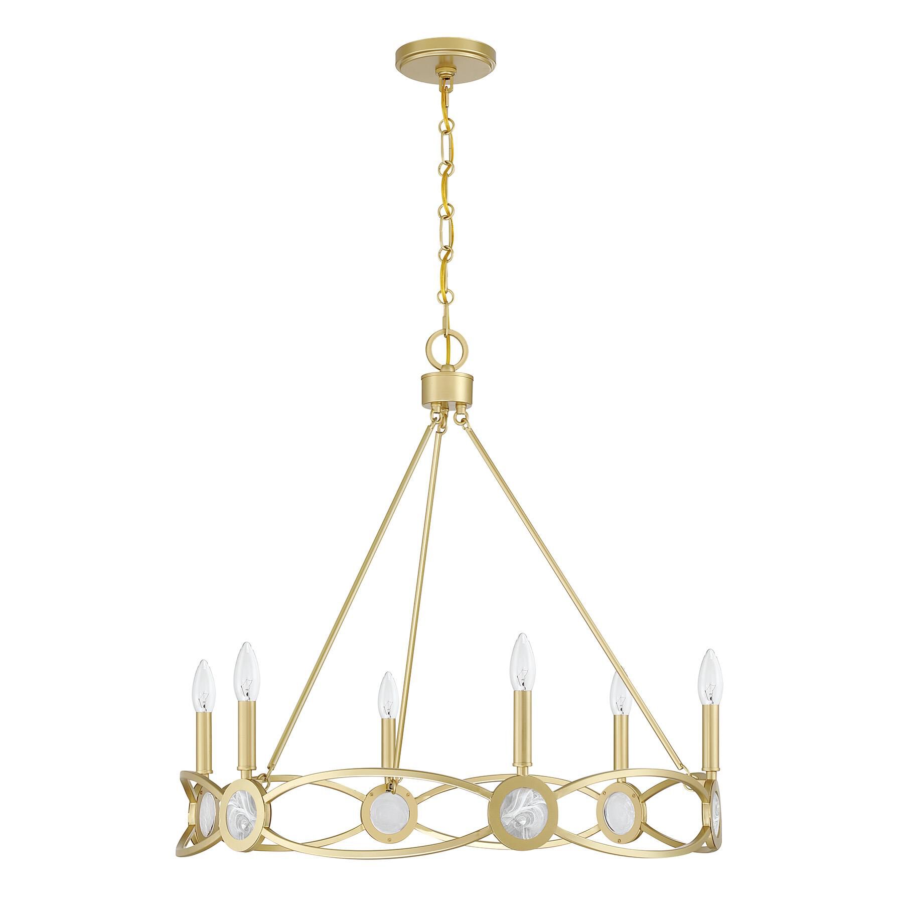 Shown in Spun Gold finish and Strie glass
