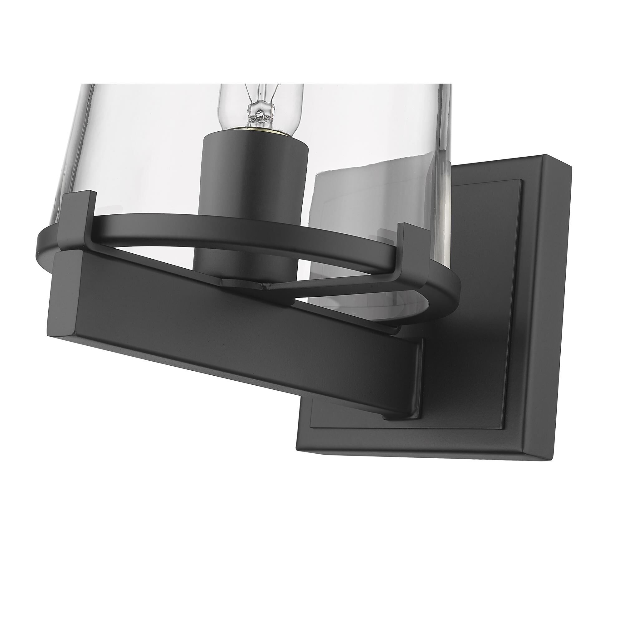 Shown in Matte Black finish and Glass shade