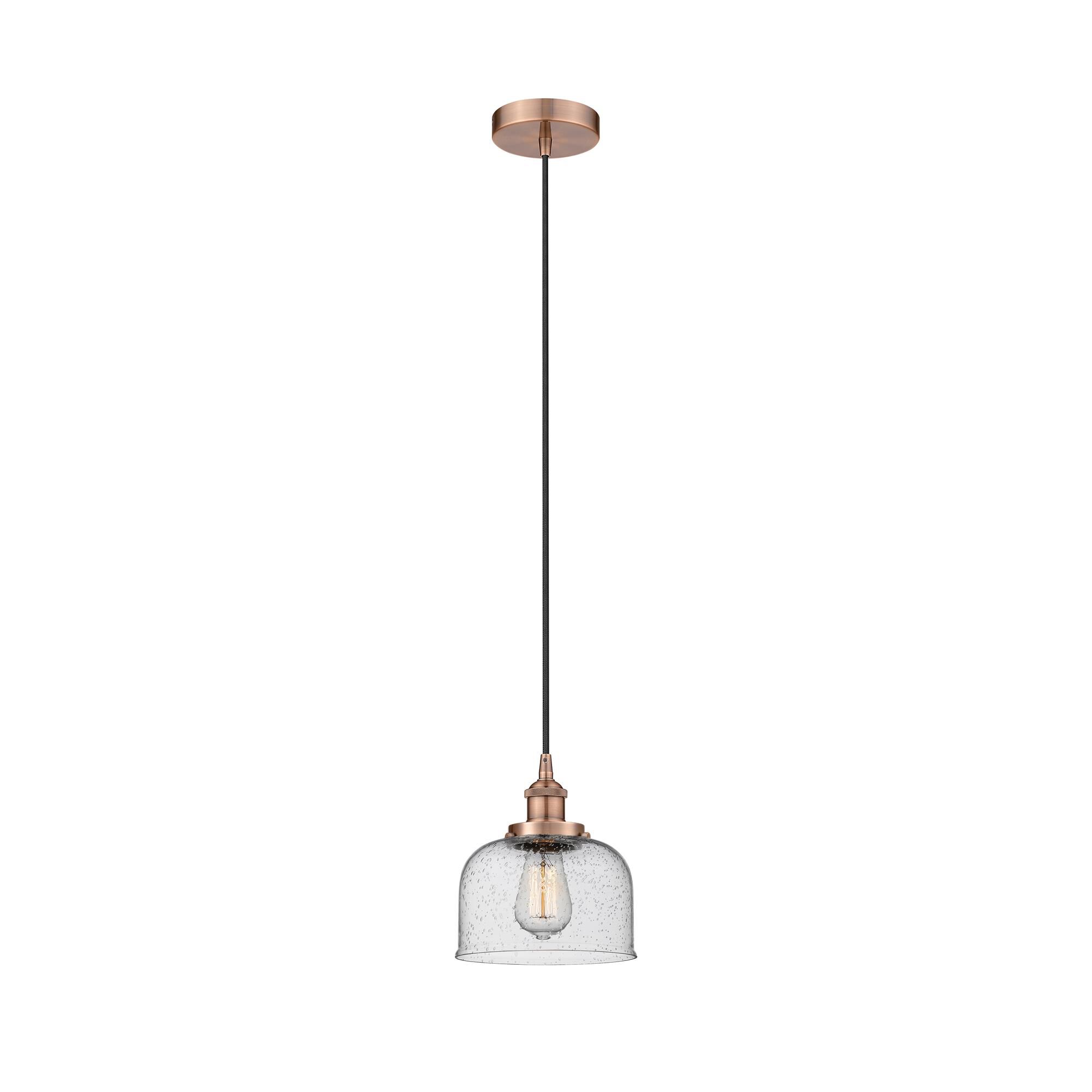 Shown in Antique Copper finish and Seedy glass
