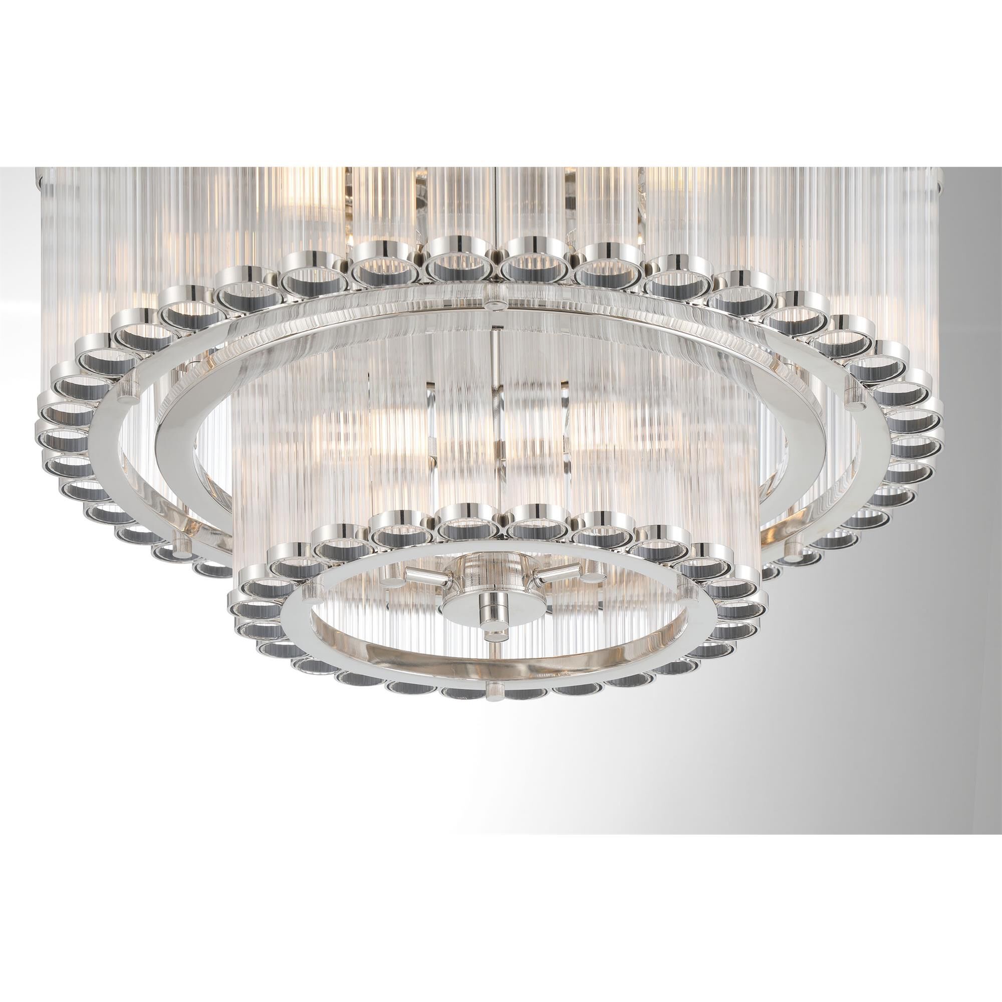 Shown in Polished Nickel finish and Ribbed glass
