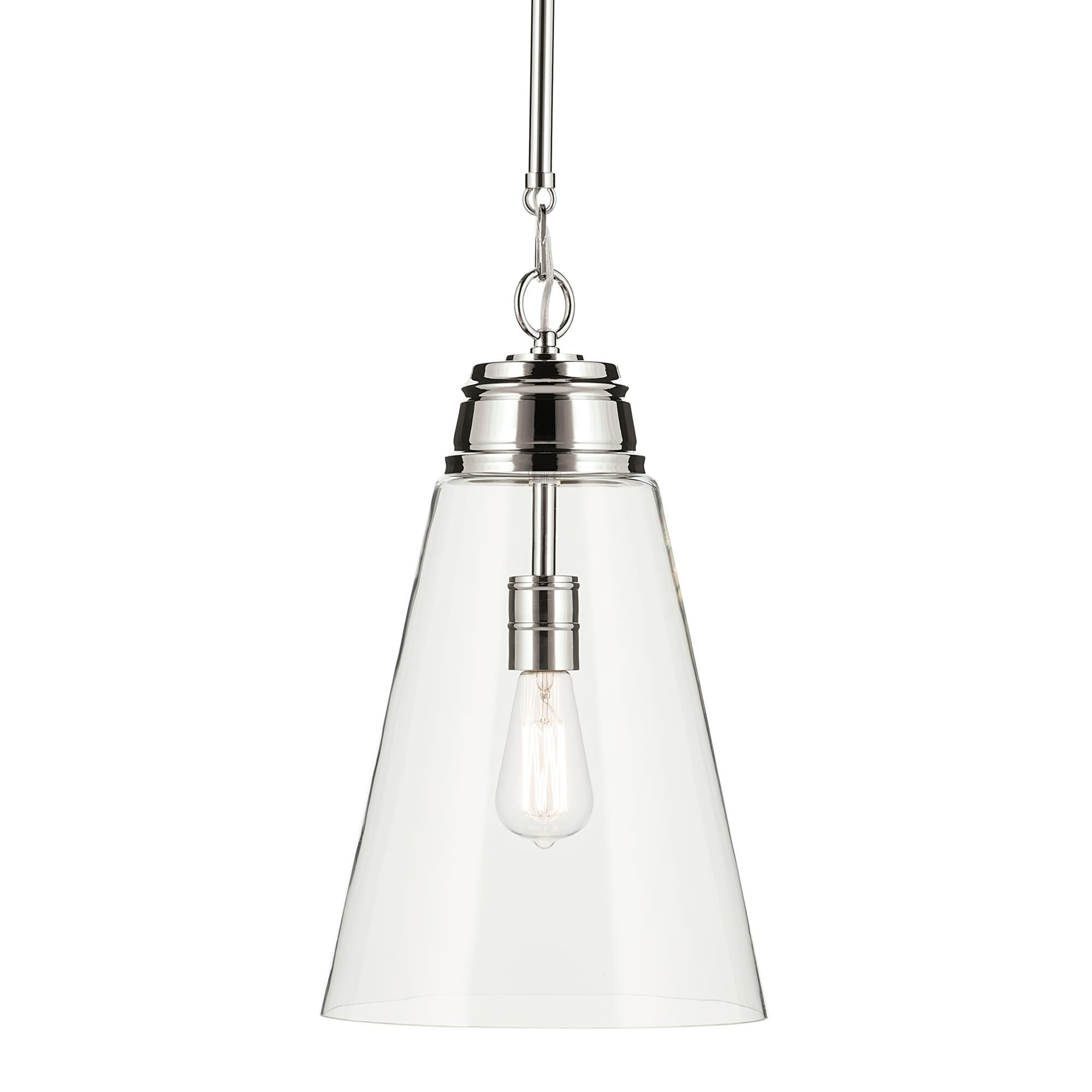 Shown in Polished Nickel finish and Clear glass