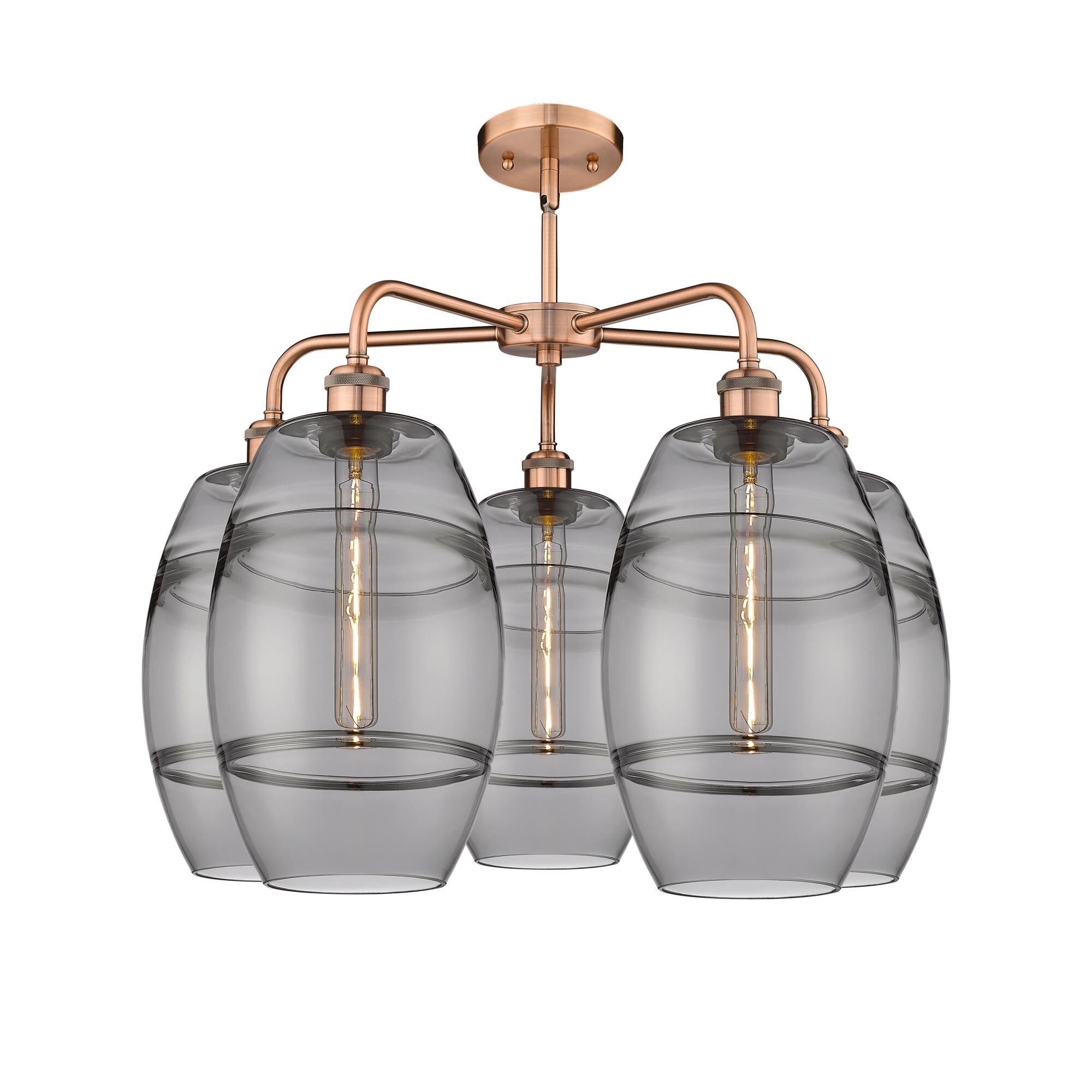 Shown in Antique Copper finish and Light Smoke glass