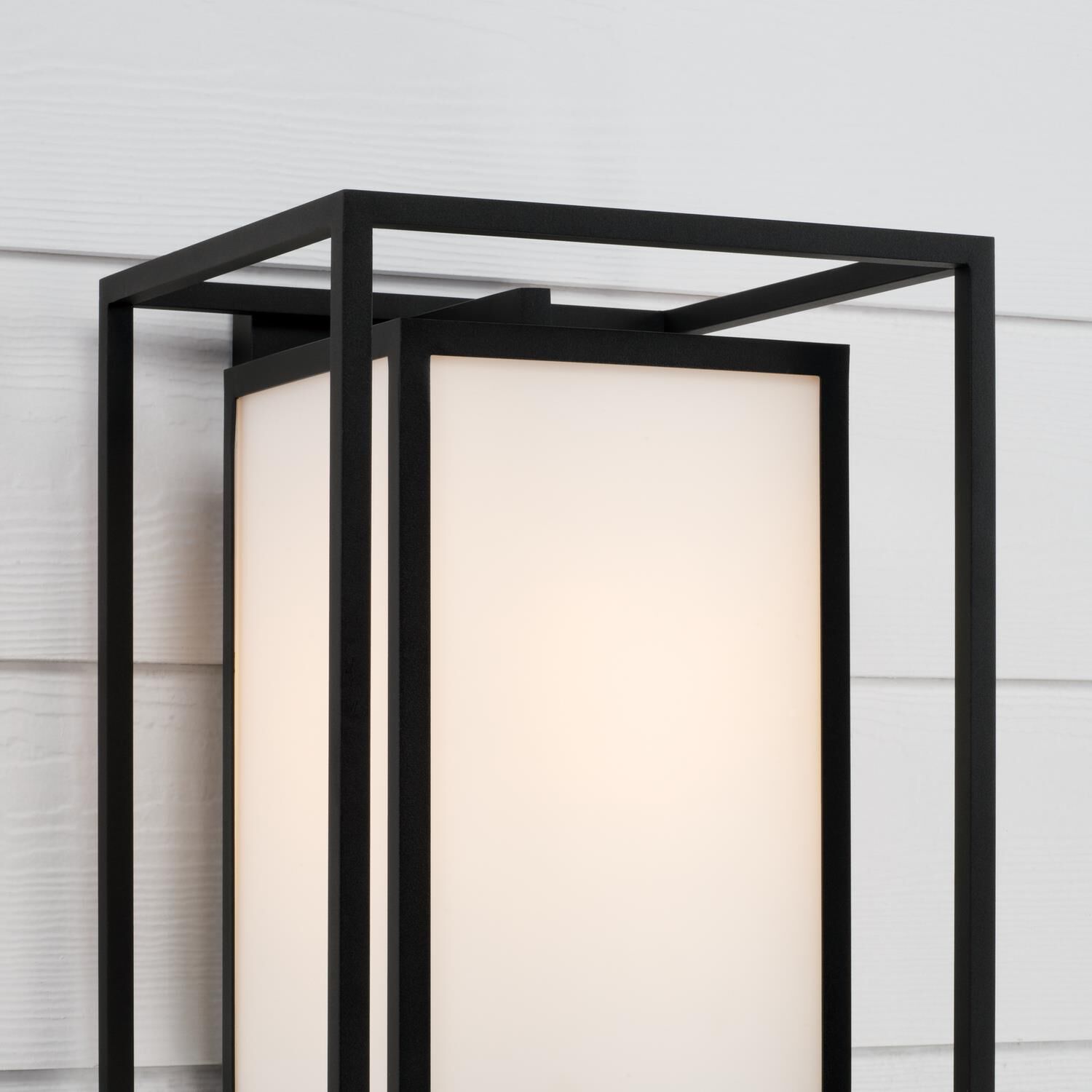 Shown in Black finish and Soft White glass