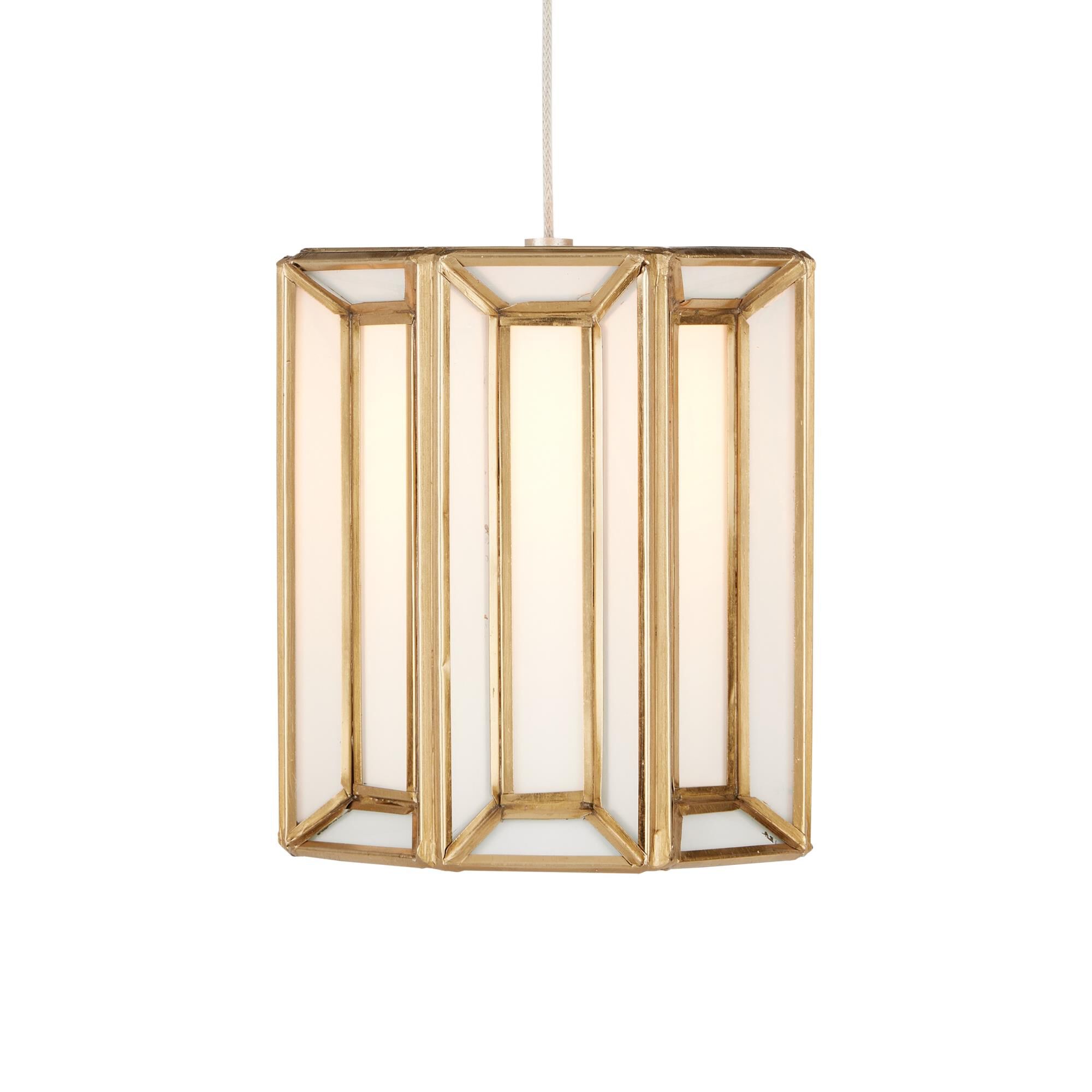 Shown in Antique Brass/White/Painted Silver finish and Antique Brass/Frosted Glass shade
