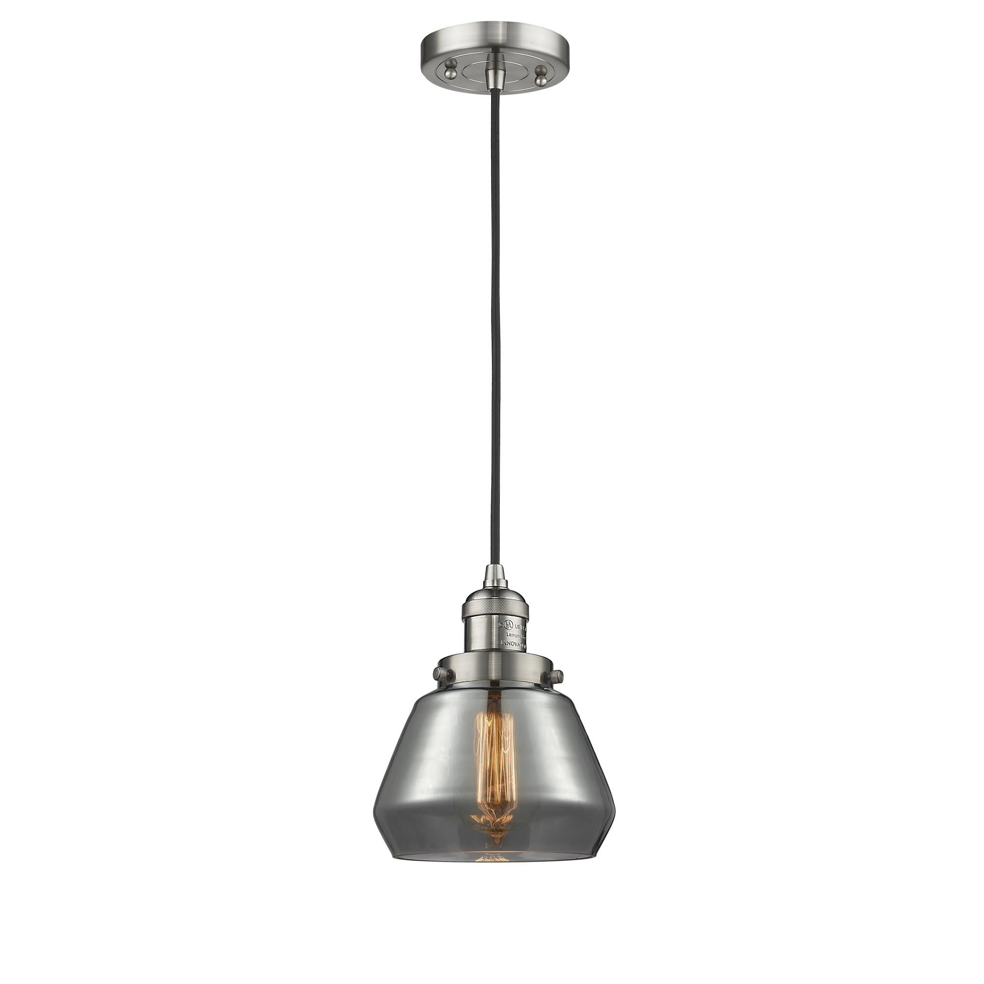 Shown in Brushed Satin Nickel finish and Plated Smoked glass