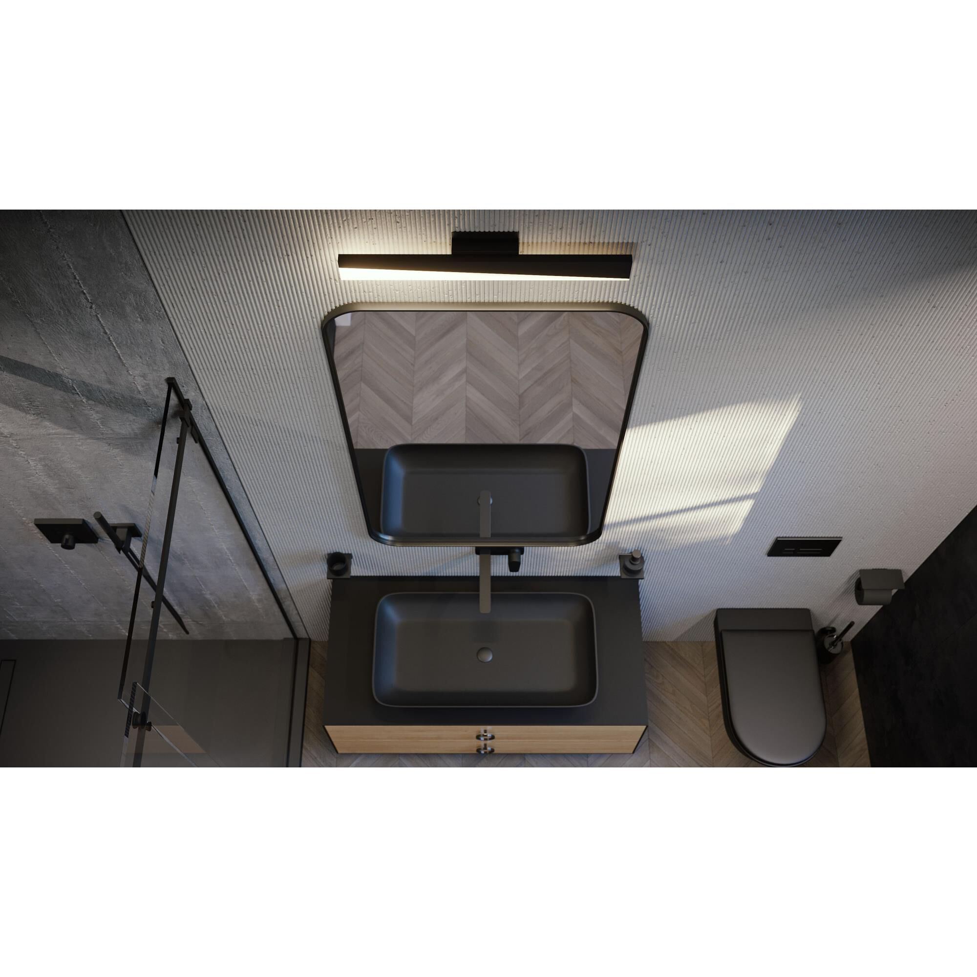 Shown in Black finish and Frosted glass