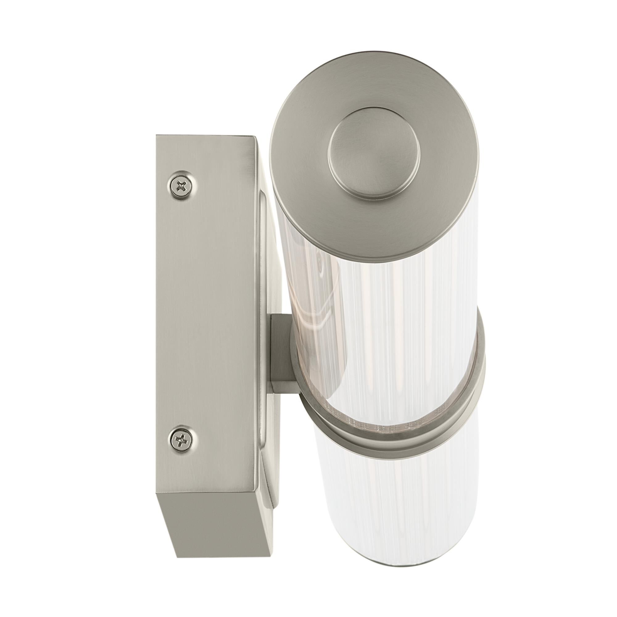 Shown in Brushed Nickel finish and Clear Fluted glass