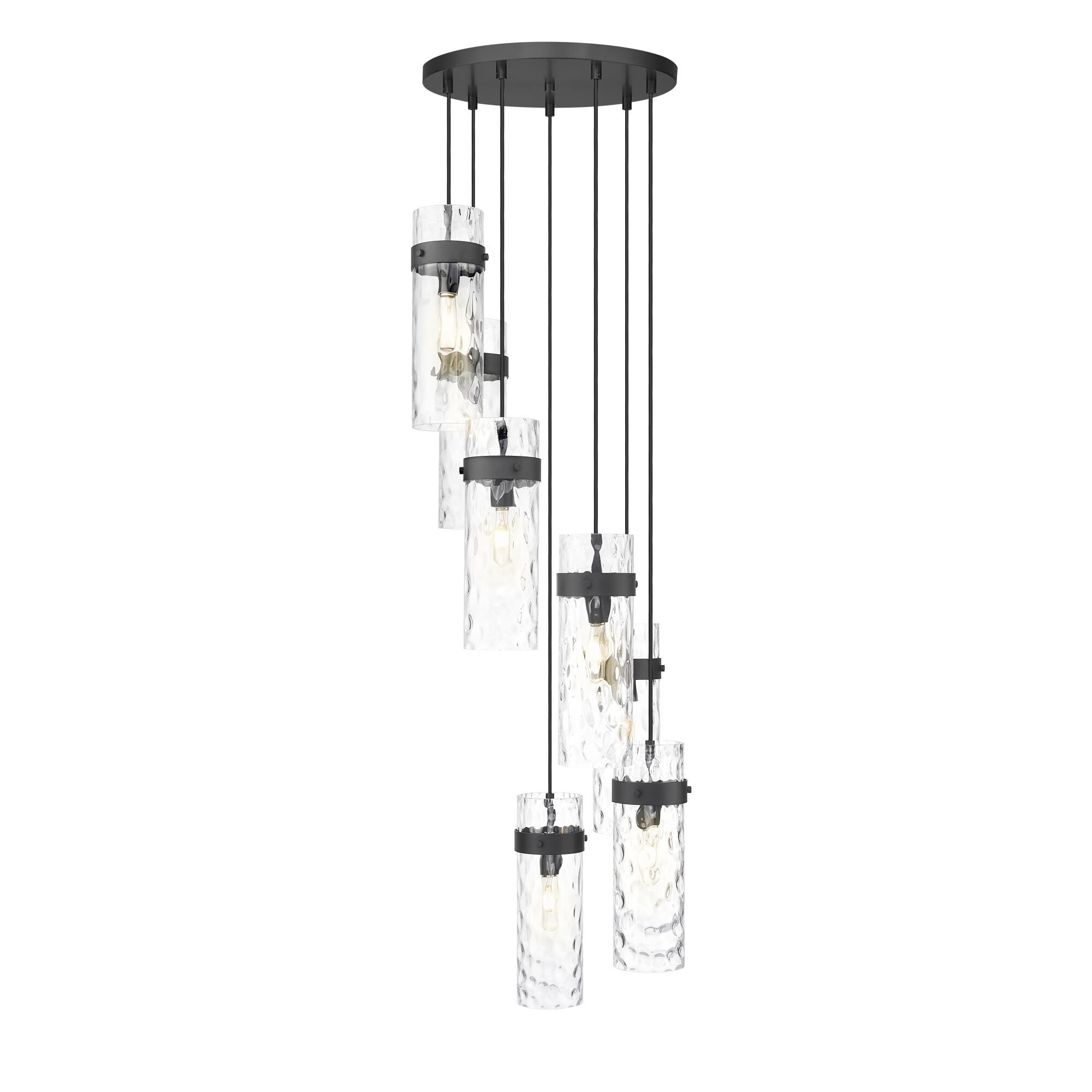 Shown in Matte Black finish and Clear Water glass and Clear Water shade