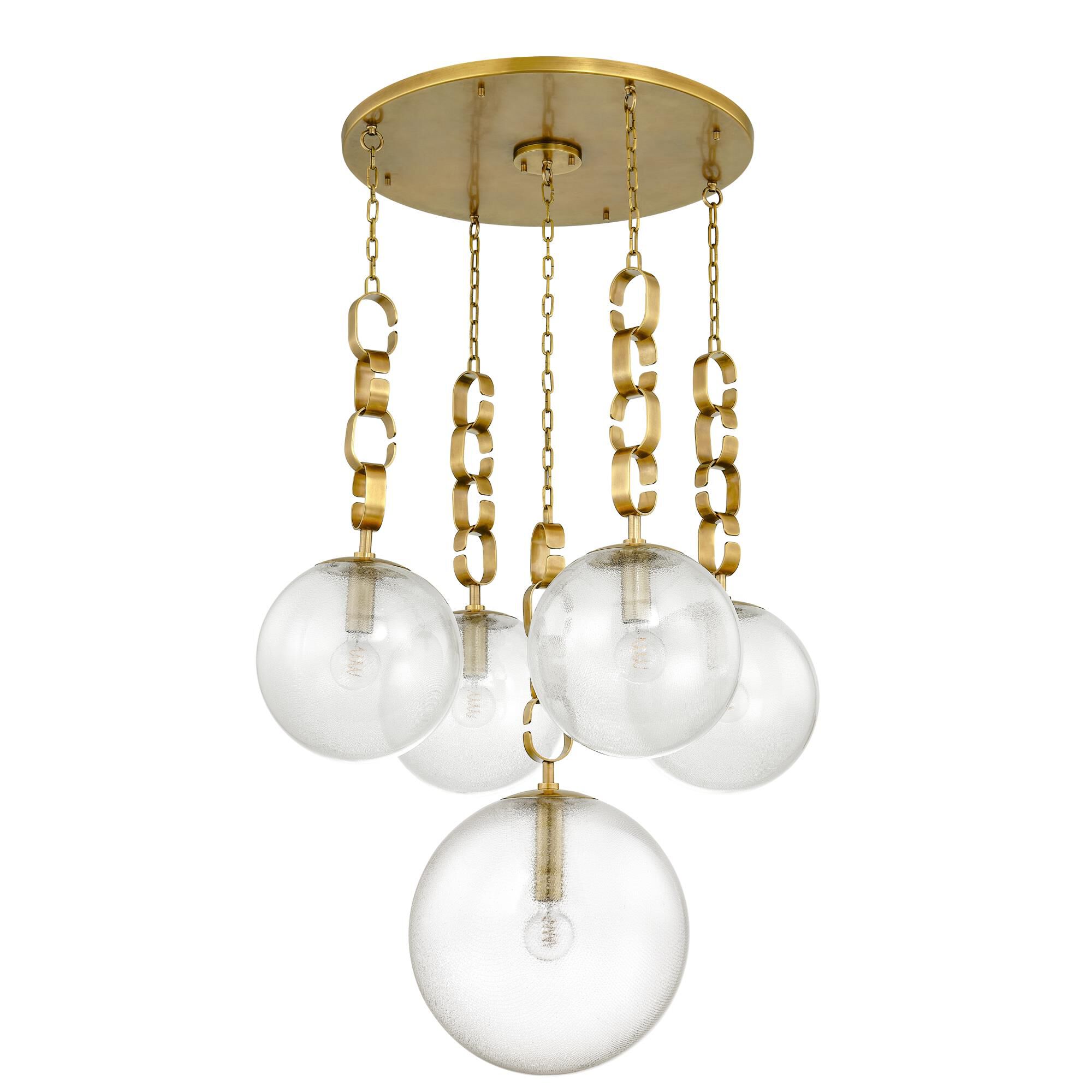 Shown in Vintage Brass finish and Clear glass