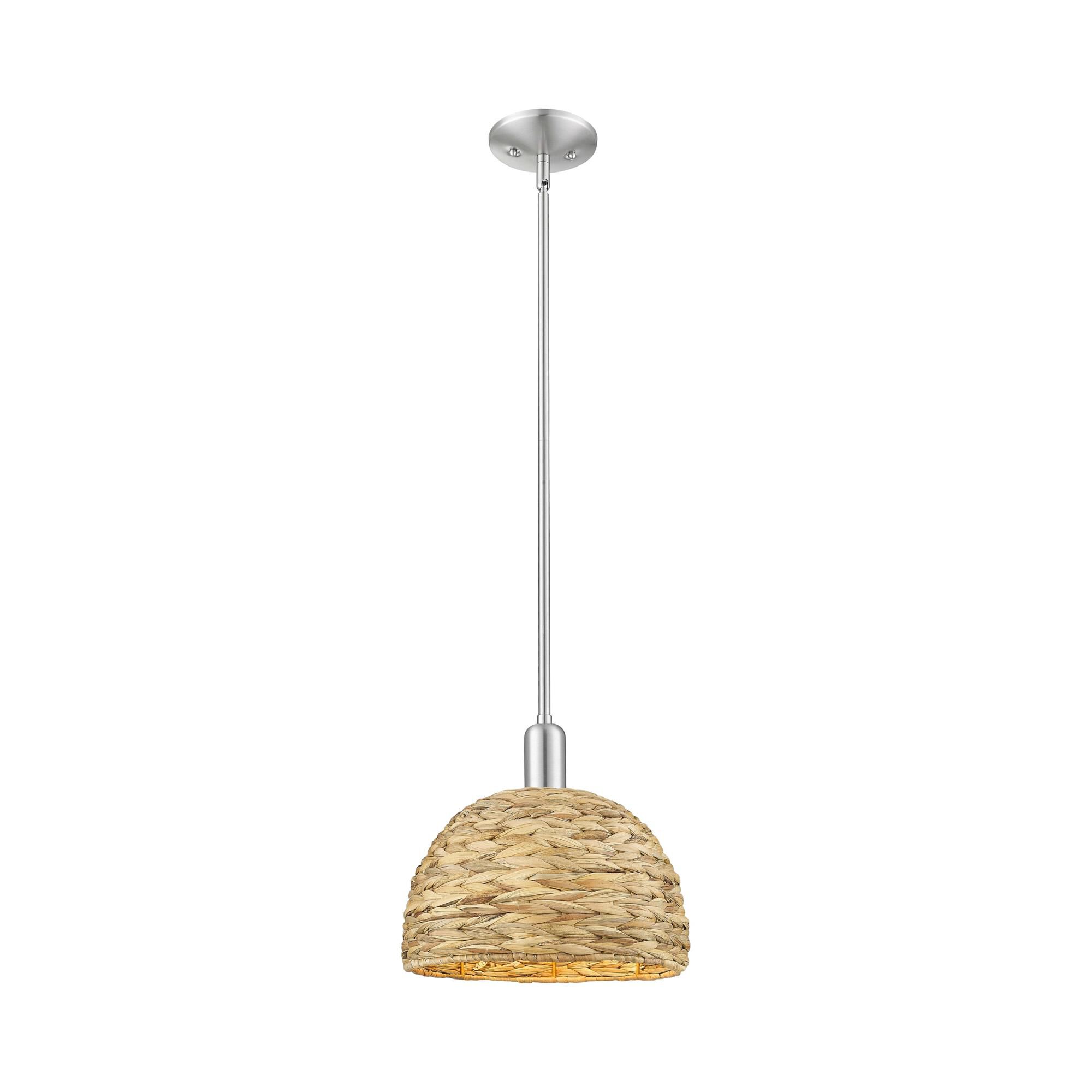 Shown in Brushed Satin Nickel finish and Natural shade