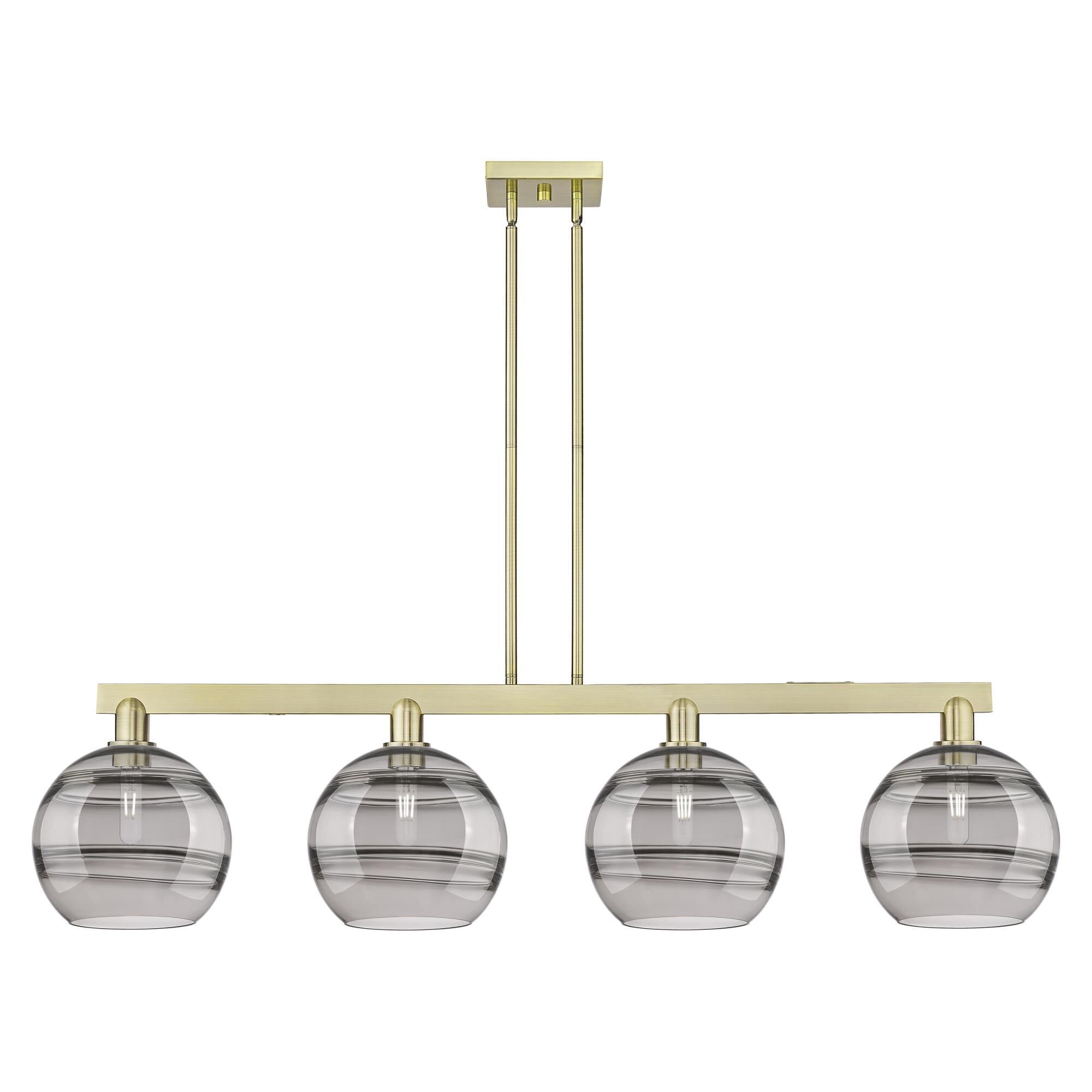 Shown in Antique Brass finish and Light Smoke glass