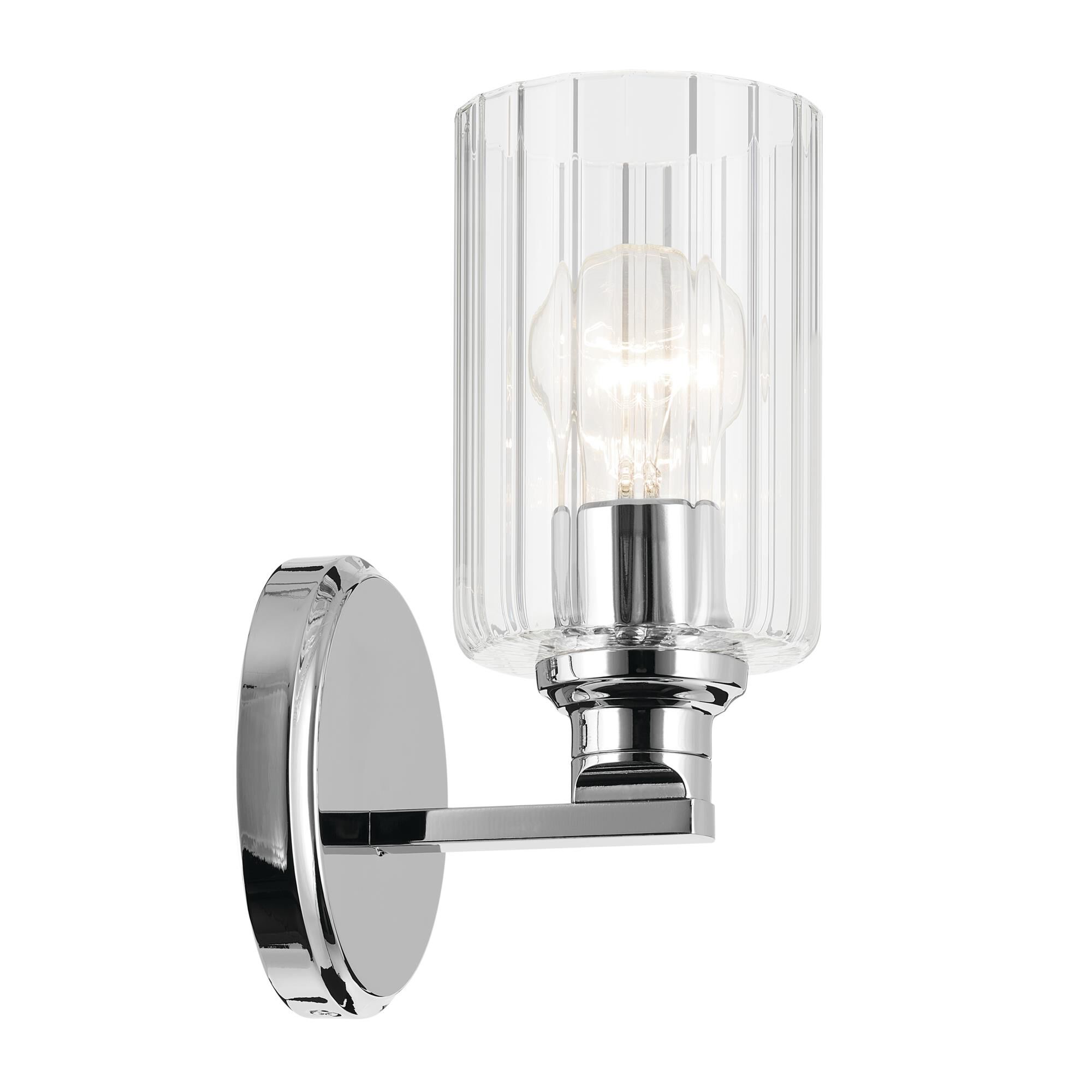 Shown in Chrome finish and Clear Fluted glass
