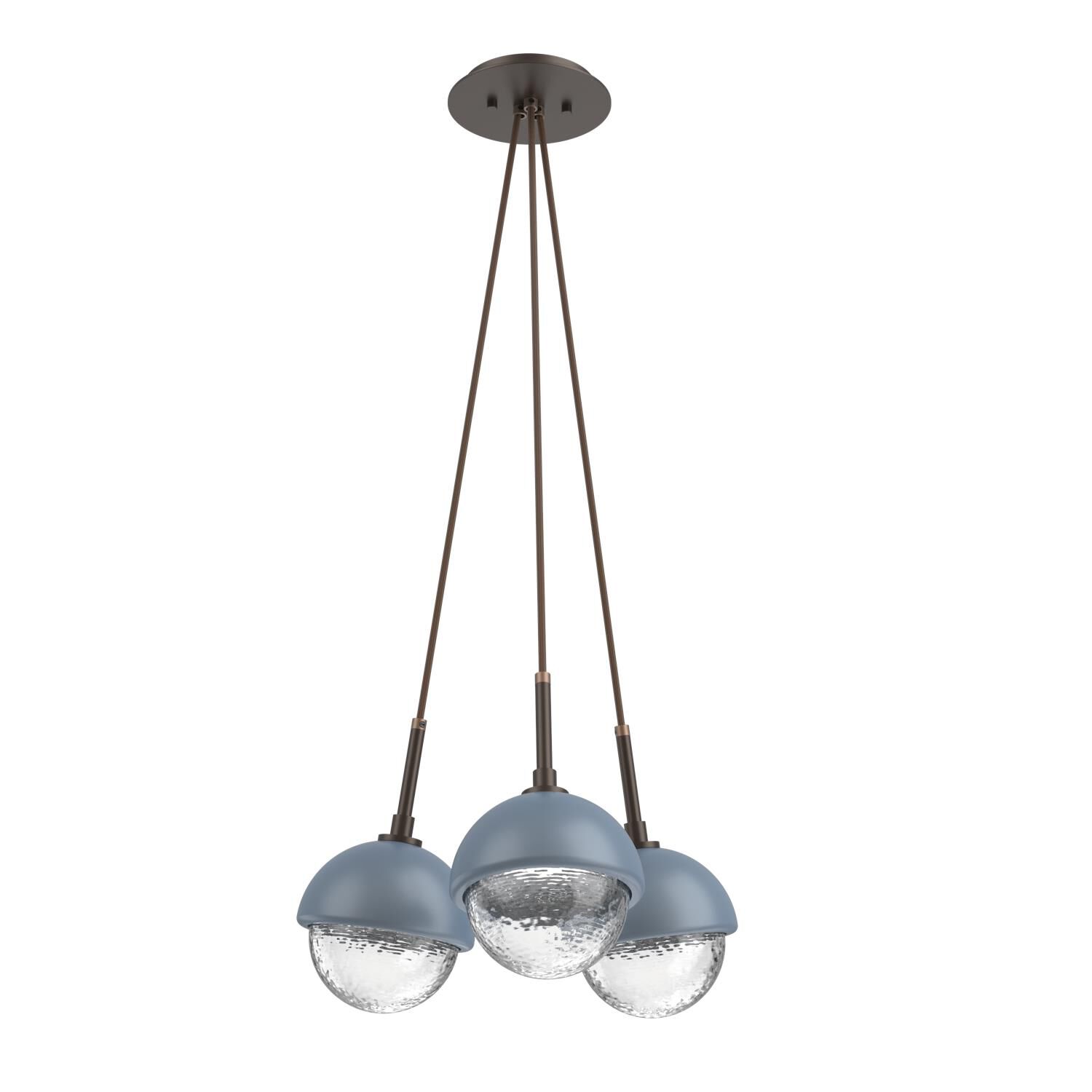 Shown in Flat Bronze finish and Clear glass and Poppy Blue accent