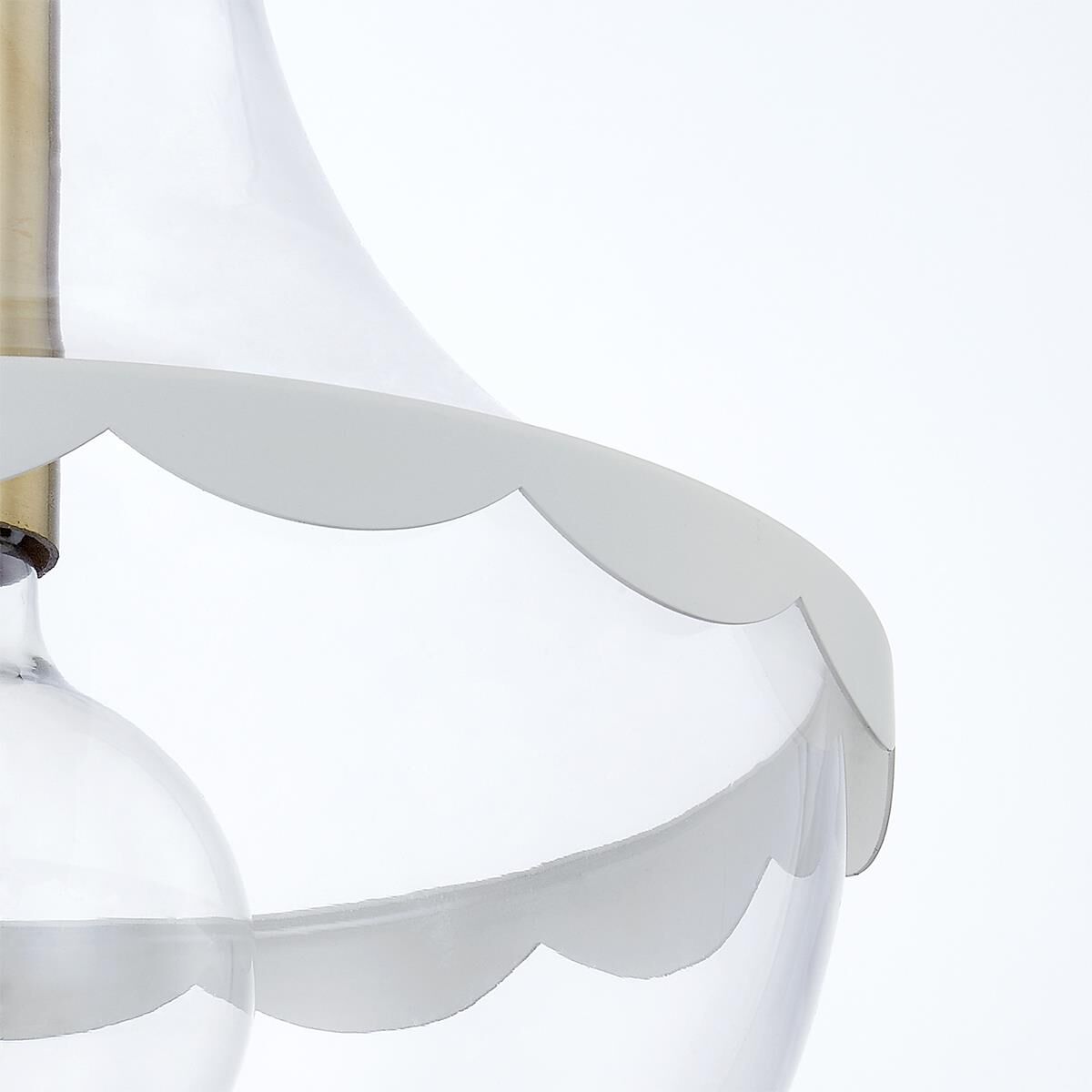 Shown in Aged Brass finish and Clear glass