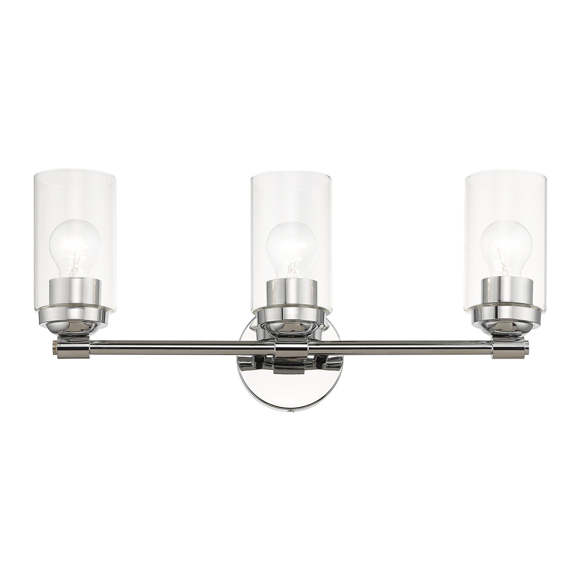 Shown in Polished Chrome finish and Hand Blown Clear  glass