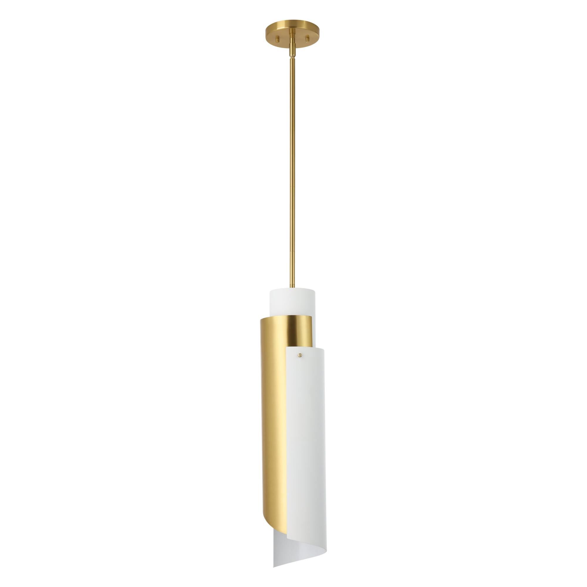Shown in Brushed Gold finish and Brushed Gold, Matte White shade