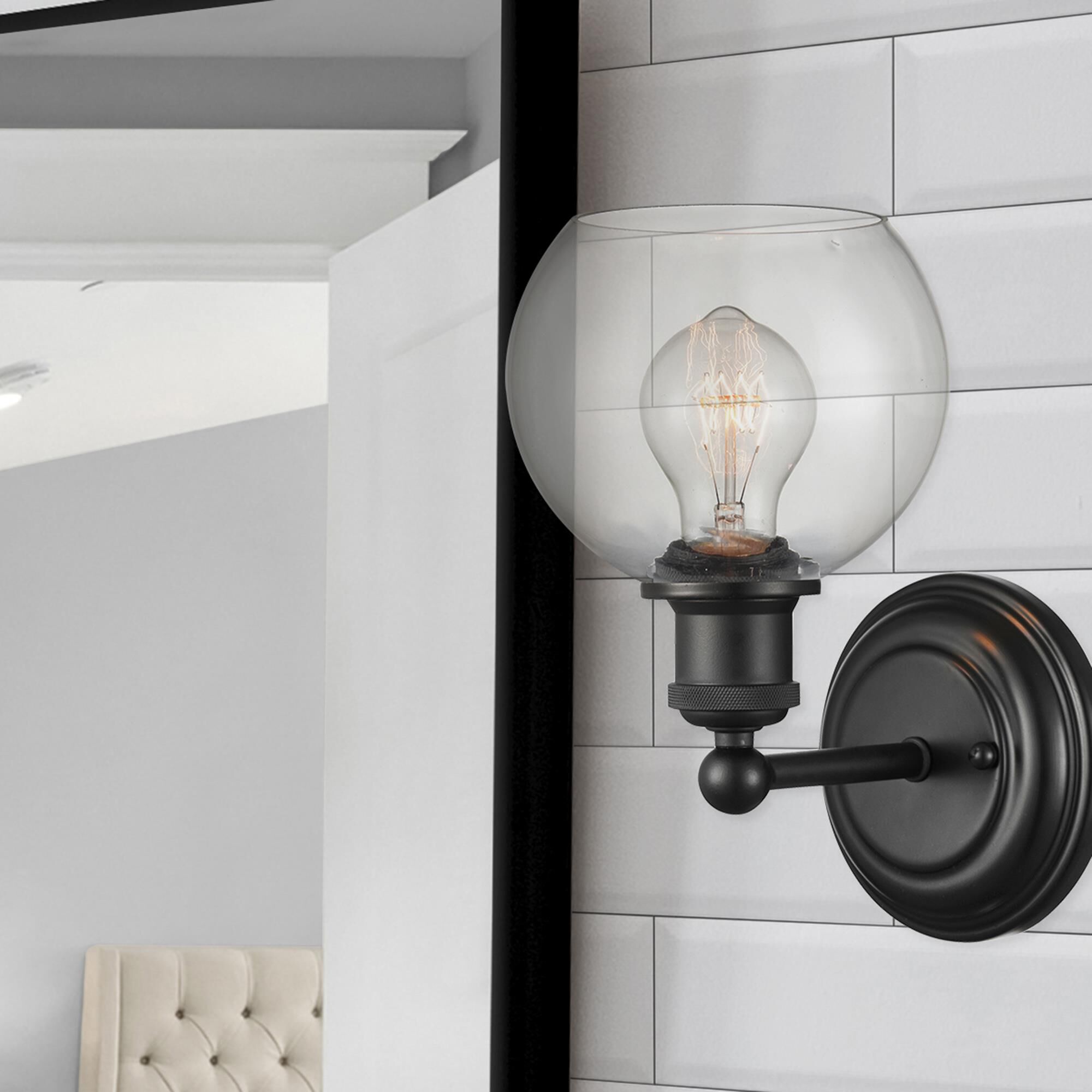 Shown in Matte Black  finish and Clear glass