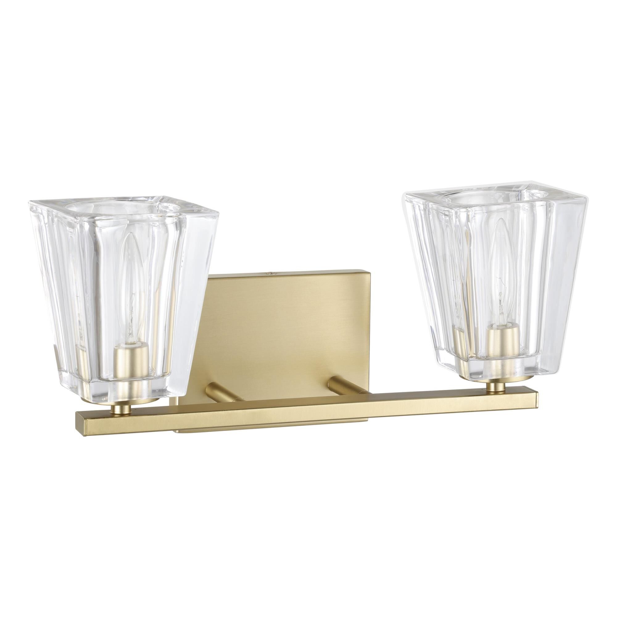 Shown in Champagne Gold finish and Clear Pressed glass