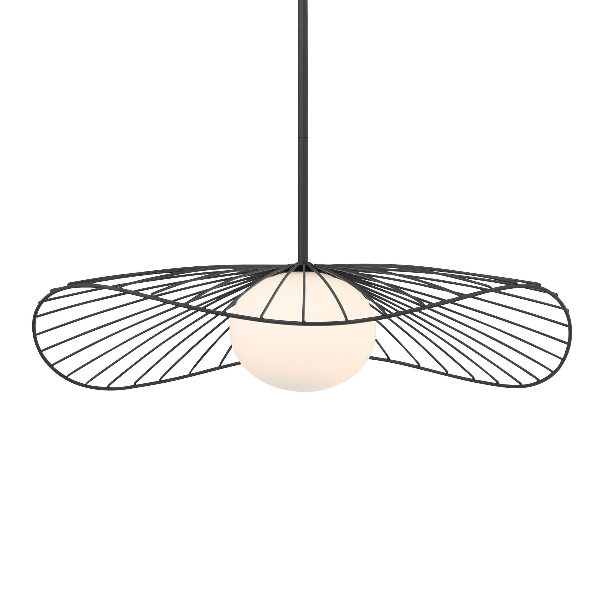 Shown in Dark Matte Black finish and White glass and Etched Opal Glass shade
