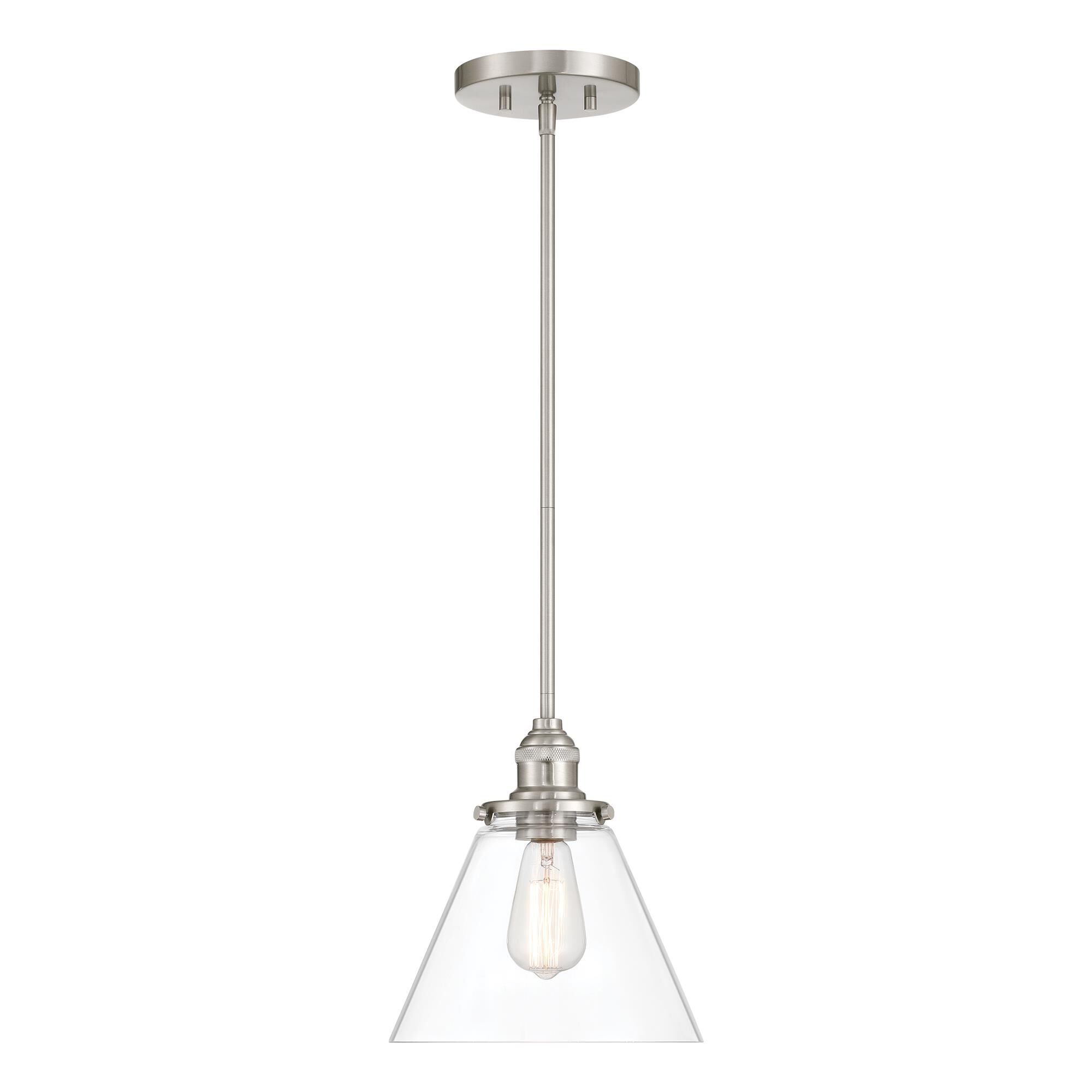 Shown in Brushed Nickel finish and Clear glass