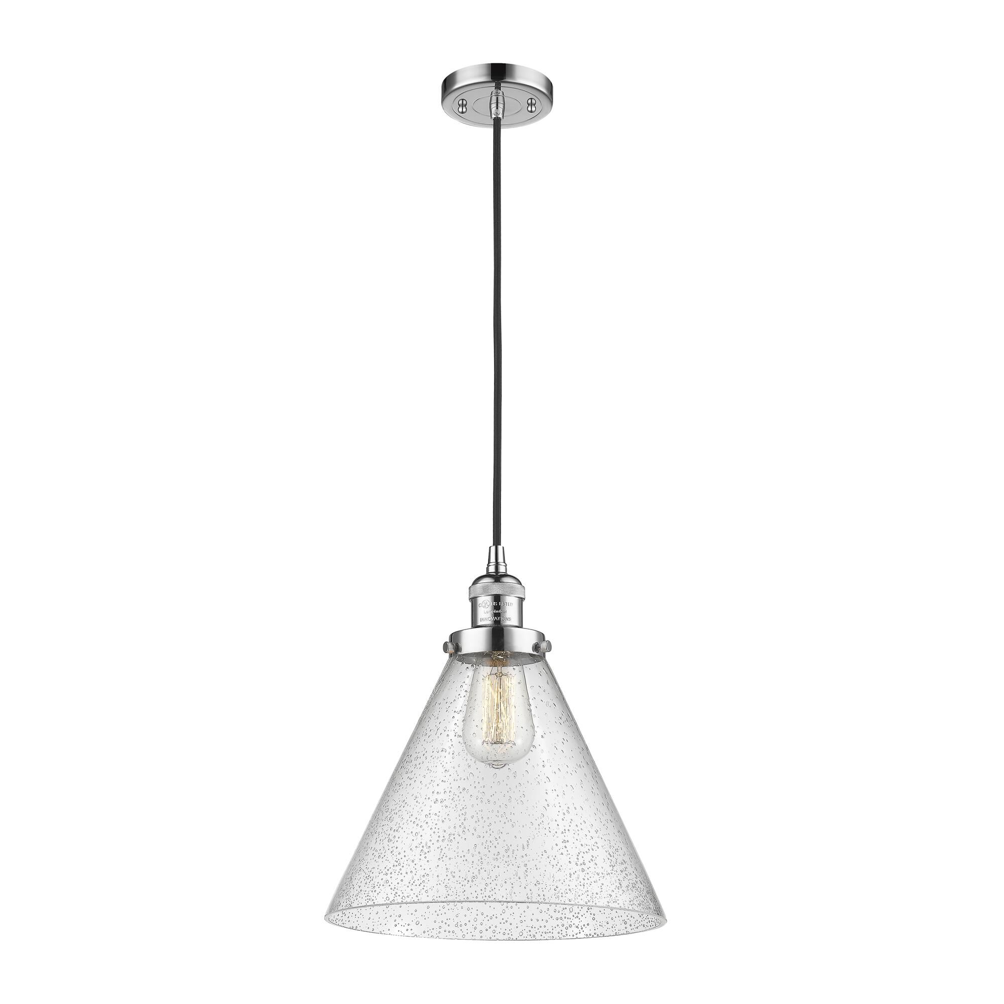 Shown in Polished Chrome finish and Seedy glass