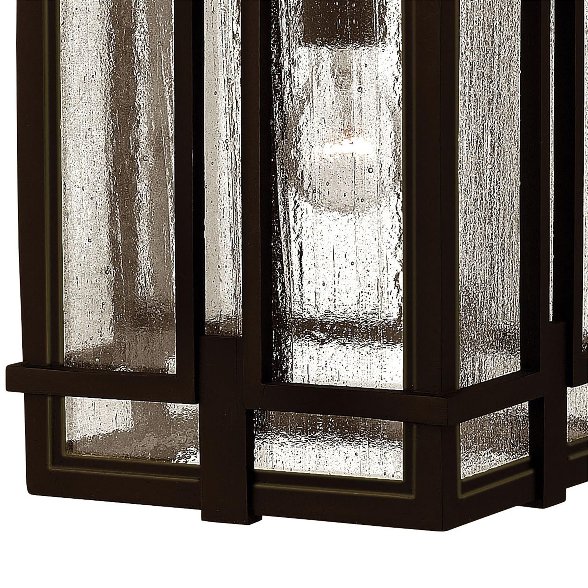 Shown in Oil Rubbed Bronze finish and Clear Seedy glass