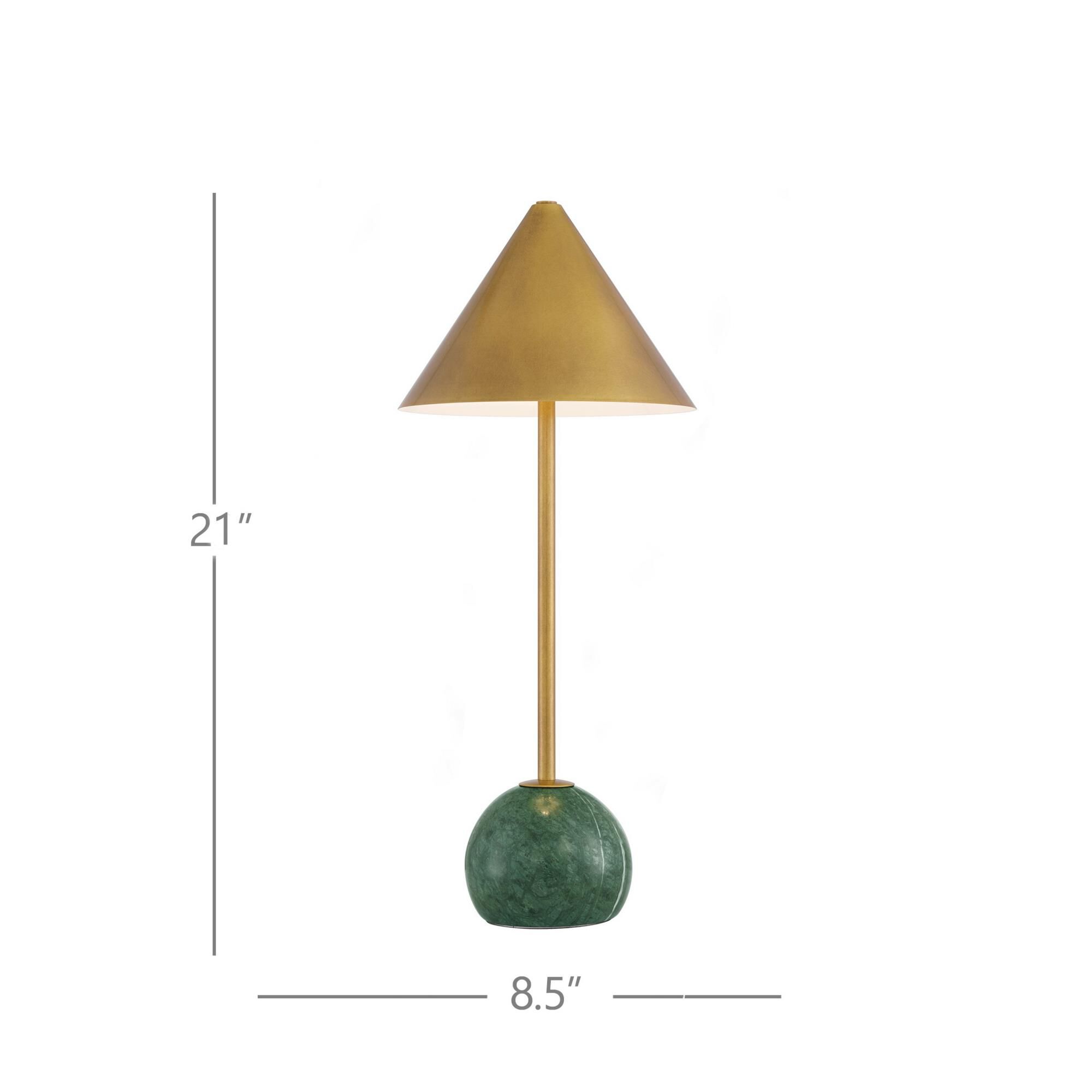 Shown in Antique Brass, Green finish and Antique Brass Metal shade