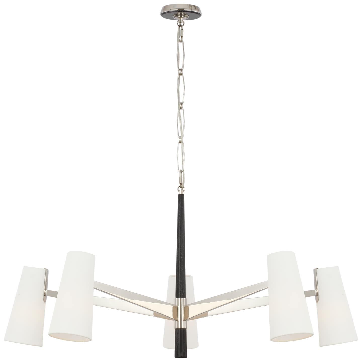 Shown in Polished Nickel and Ebony finish and Linen shade