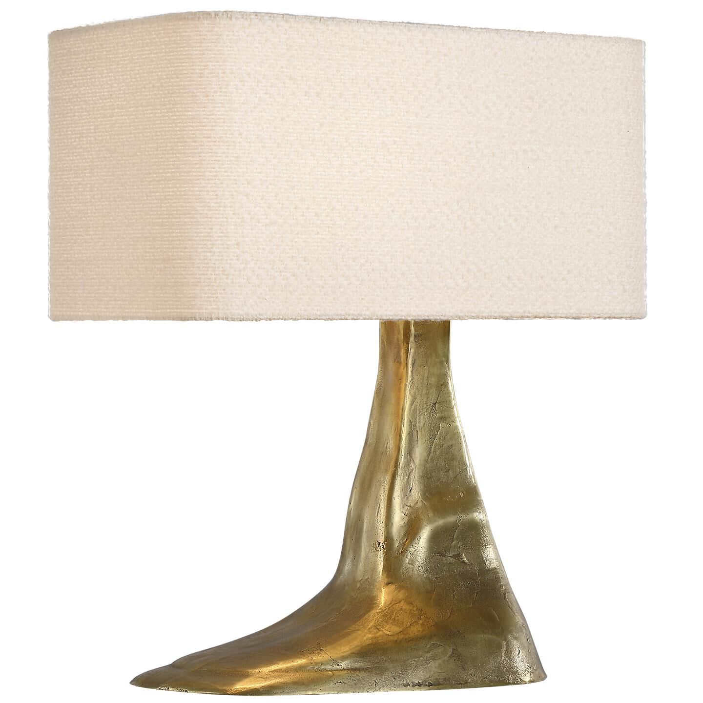 Shown in Museum Brass finish and Boucle Rectangle shade